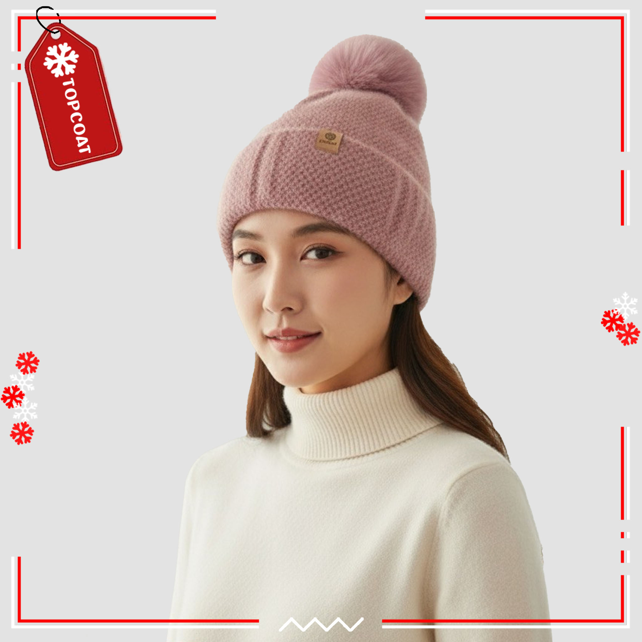 หมวกกันหนาว (Pom Pineapple Knit) บุขนหนานุ่มพิเศษ มีจุก