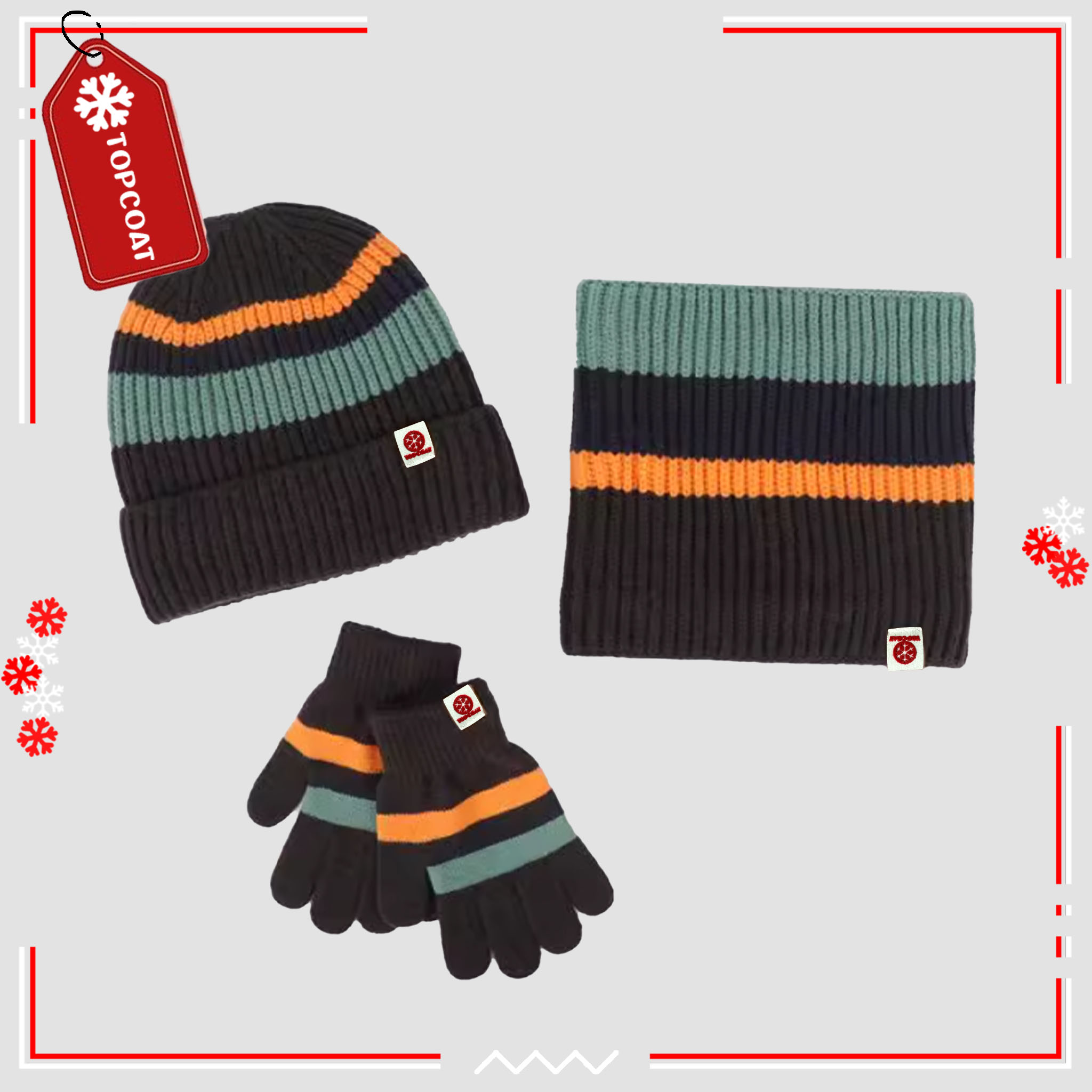 เซ็ทถุงมือ หมวกและผ้าพันคอแบบสวมสำหรับเด็ก