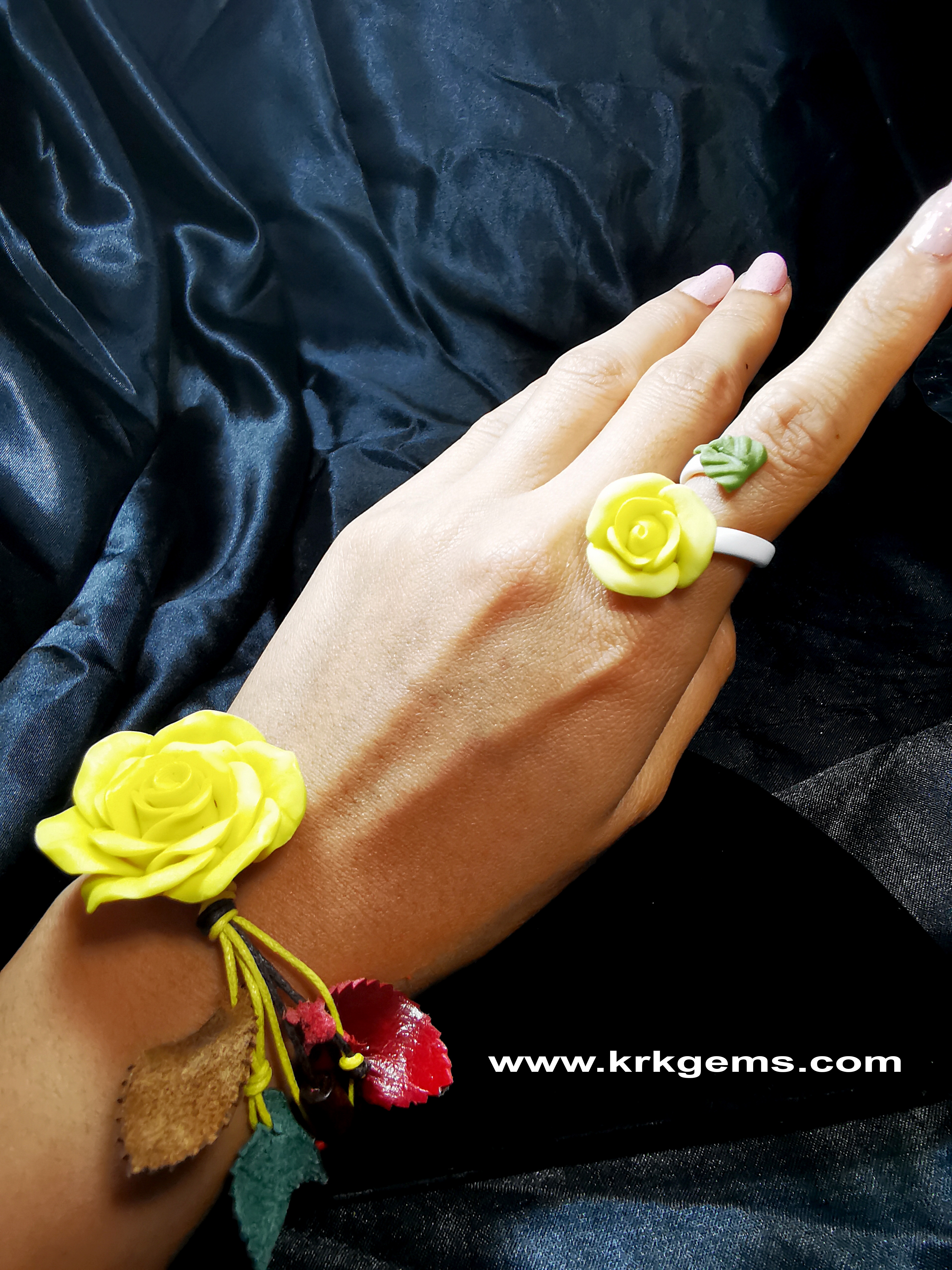 YELLOW ROSE HANDMADE CLAY BRACELET