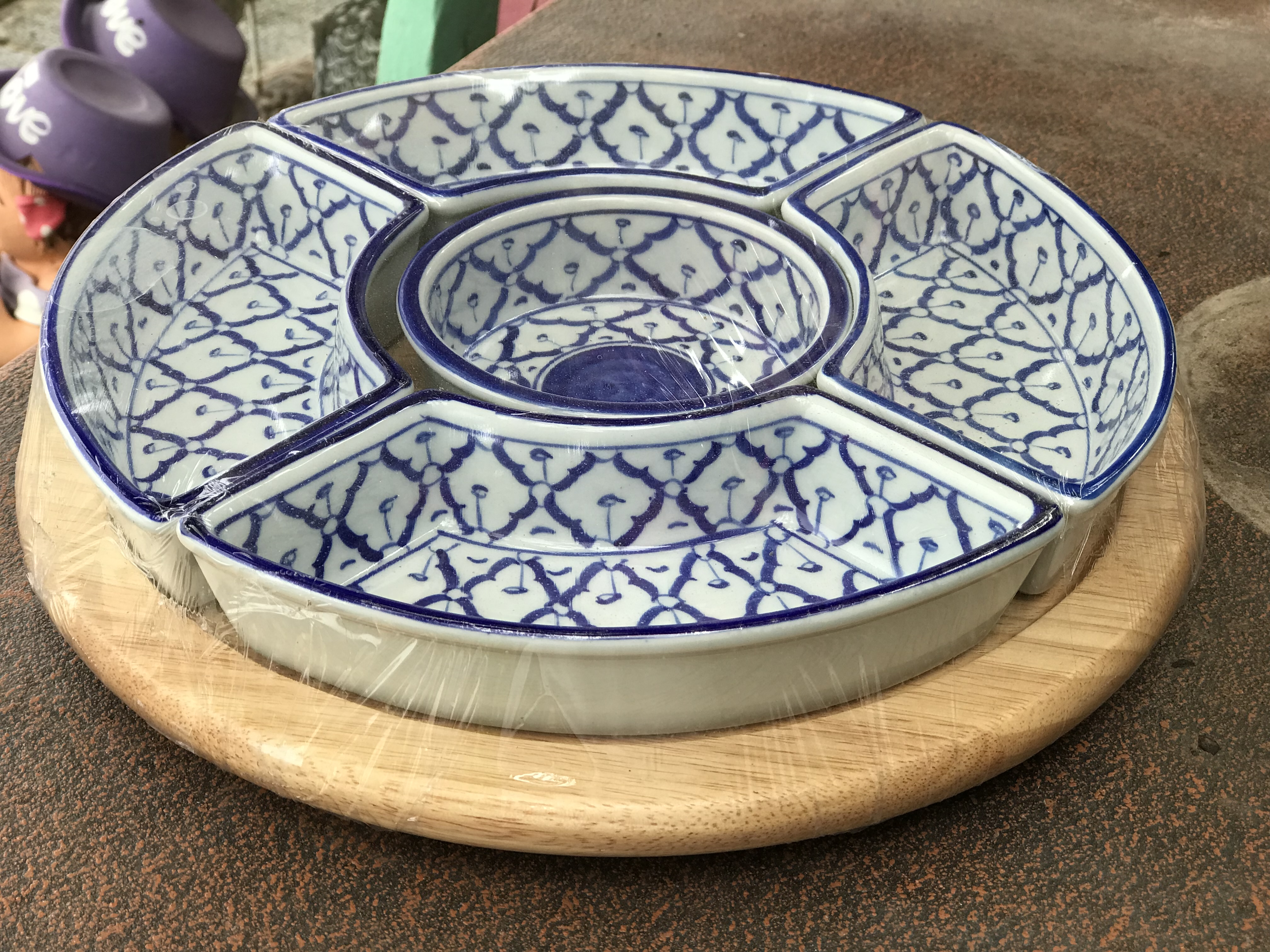 ชุดออเดริฟลายไทย5ช่องถาดไม้หมุน