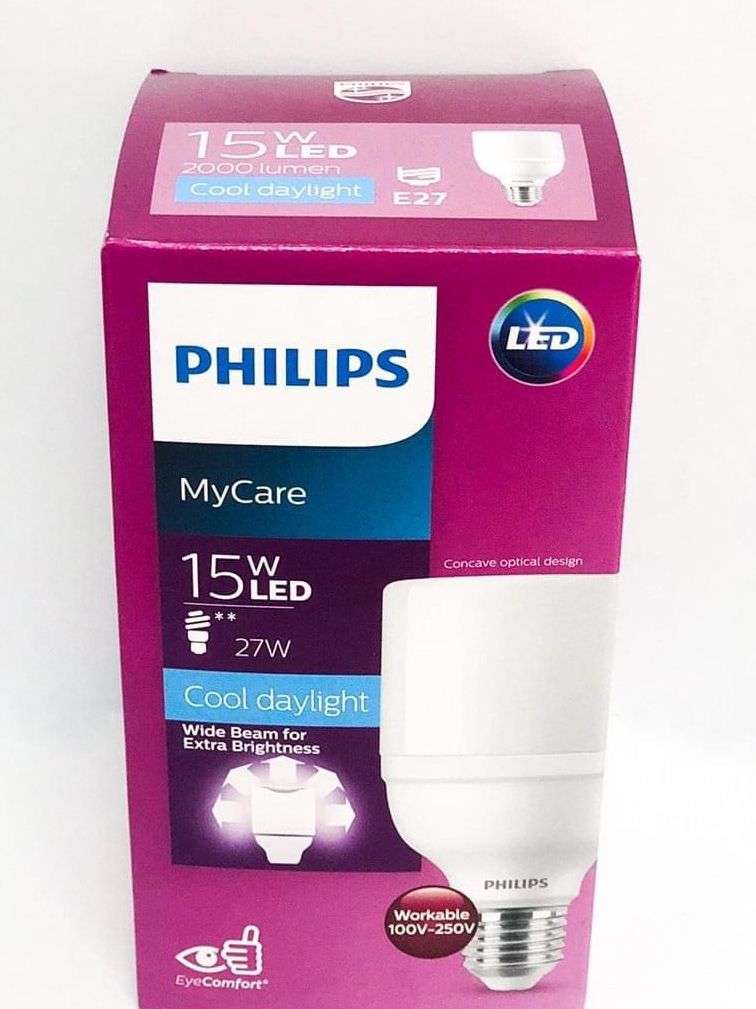 PHILIPS หลอดไฟแอลอีดี ฟิลลิป์ 15W รุ่นสว่างรอบทิศทาง E27 T70 ฟิลลิป์ 1หลอด แสงขาว แสงส้ม