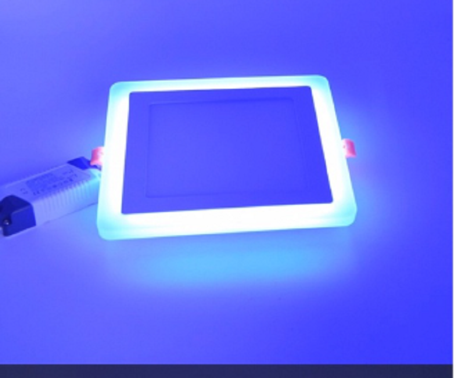 EVE โคมดาวน์ไลท ขอบสีฟ้า สกายบลู สี่เหลี่ยม LED Panel Light Skyblue 2สีในหนึ่งเดียว 9w(warmwhite) EVE ของแท้ ประกัน1ปี