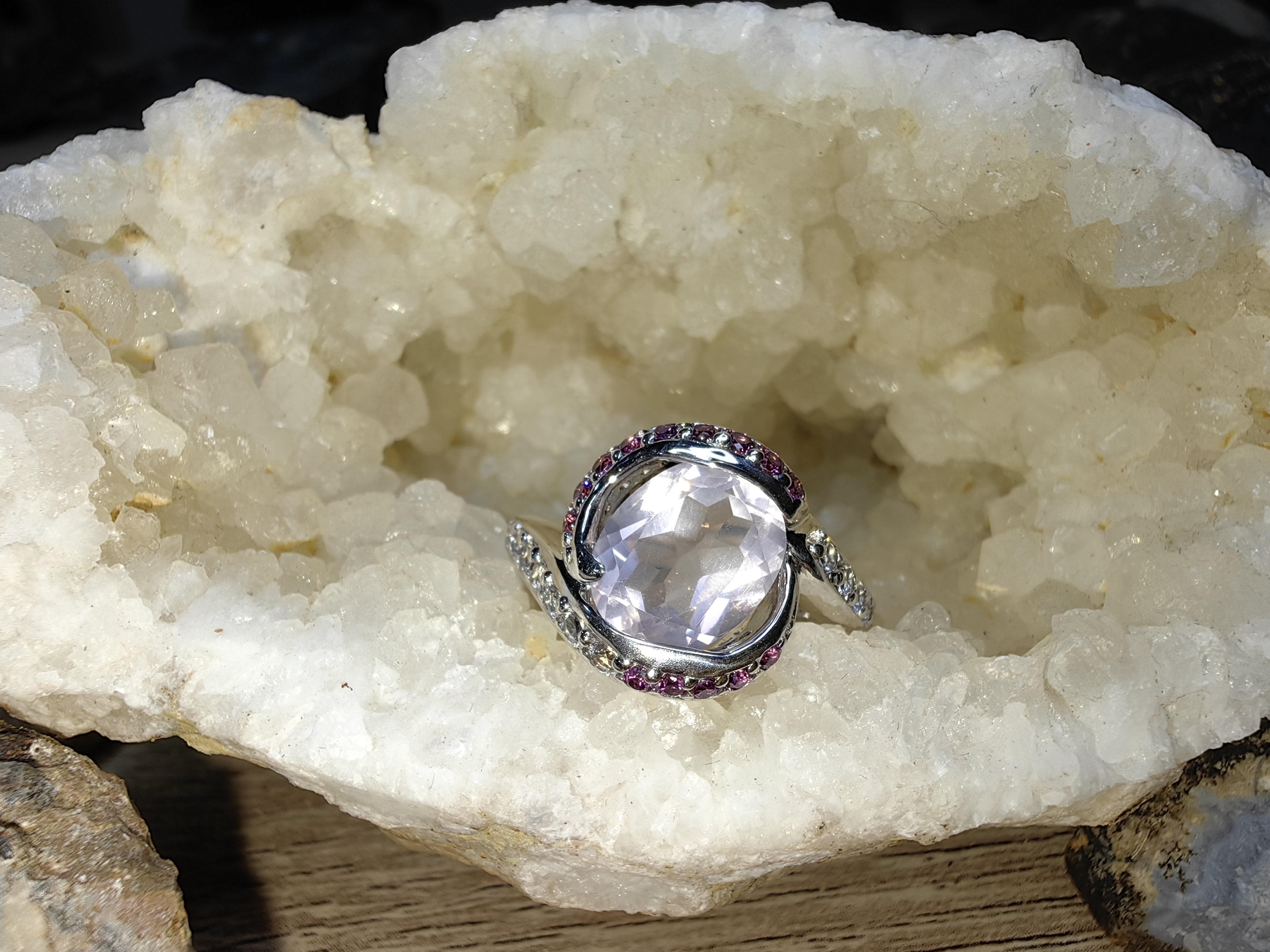 ROSE QUARTZ RUBELLITE RING
