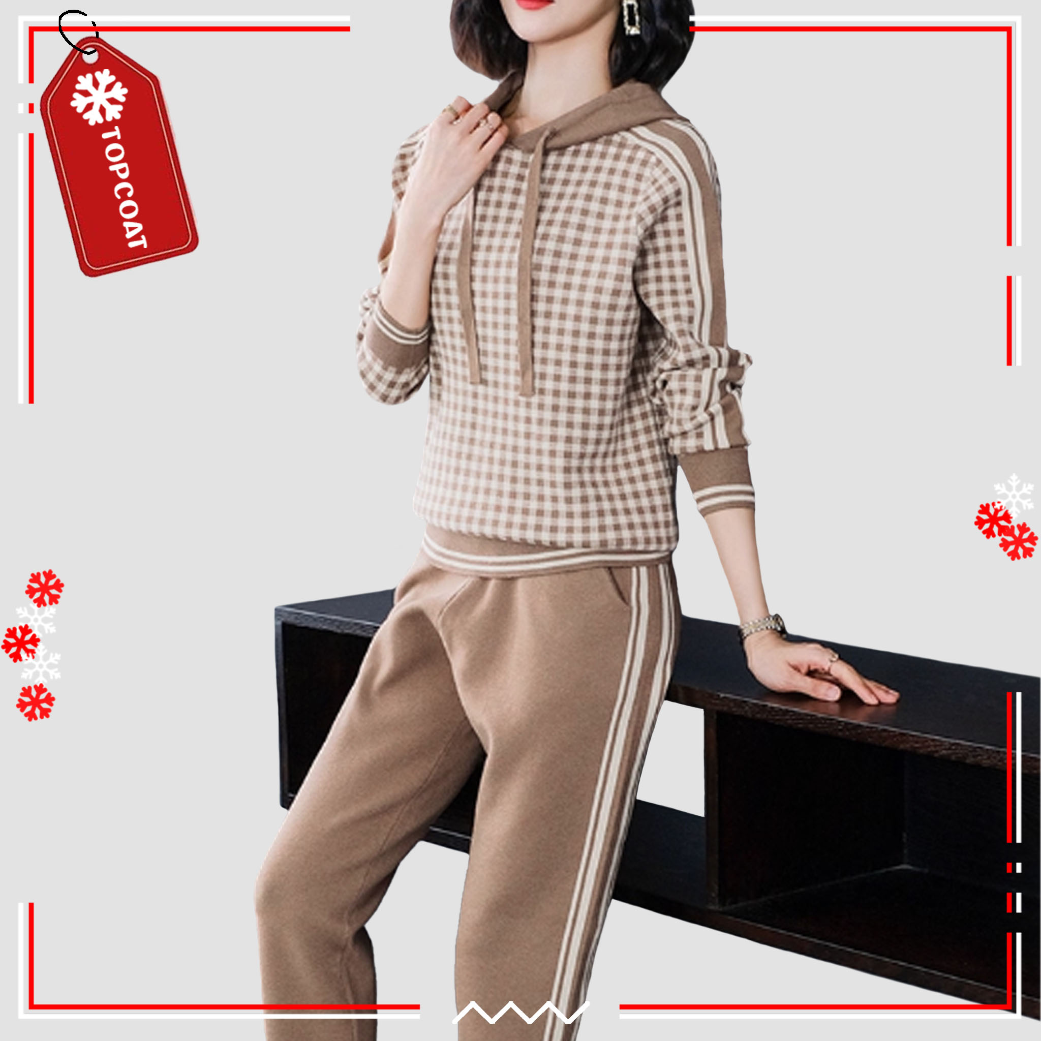 ชุดเซ็ทขึ้นเครื่อง (Airport Look) มีฮู้ดปรับได้ จั้มแขน-ขา-เอว เนื้อผ้ายืดหยุ่นใส่สบาย