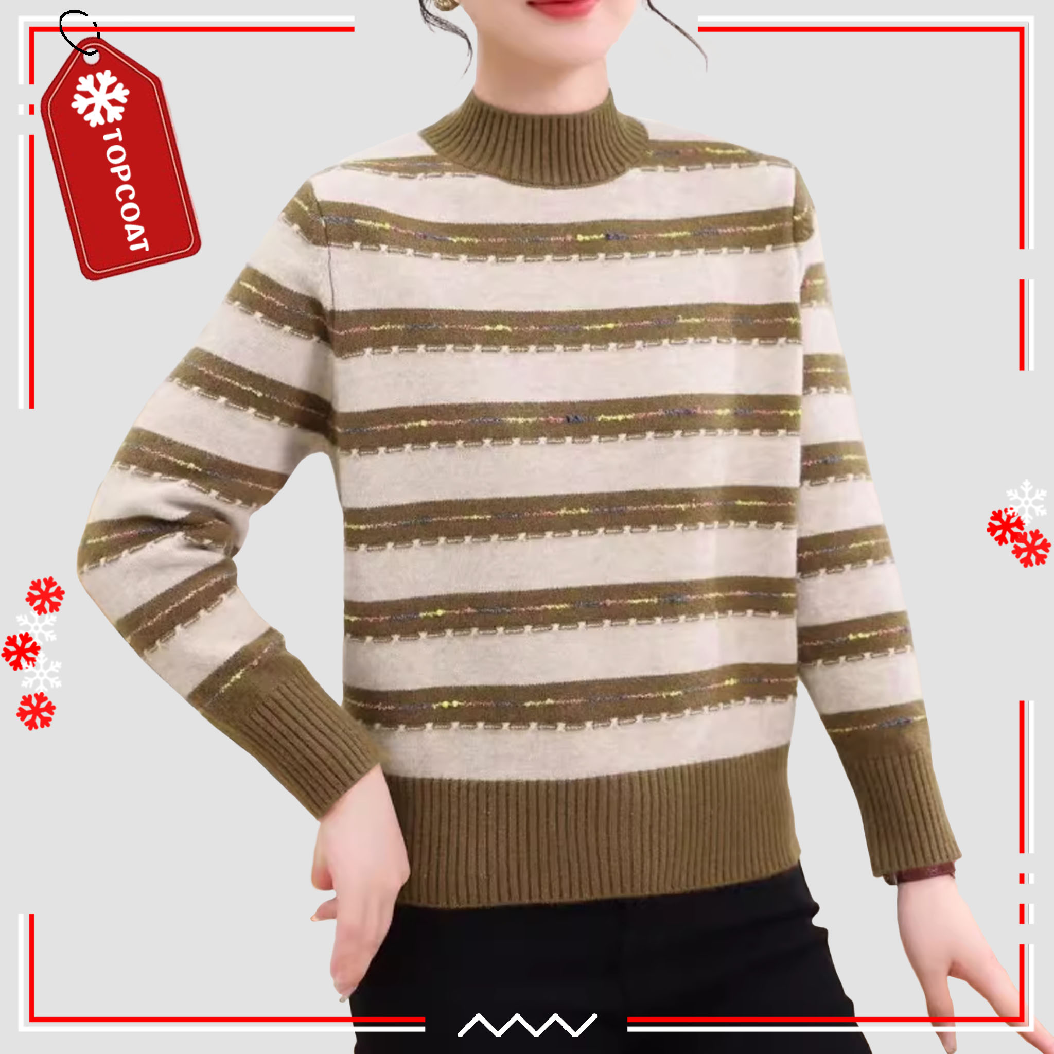 เสื้อคอปีนแถบลาย ผ้านิ่ม อบอุ่น ใส่สบาย จั้มเเจน จั้มเอว ใส่ได้หลายโอกาส