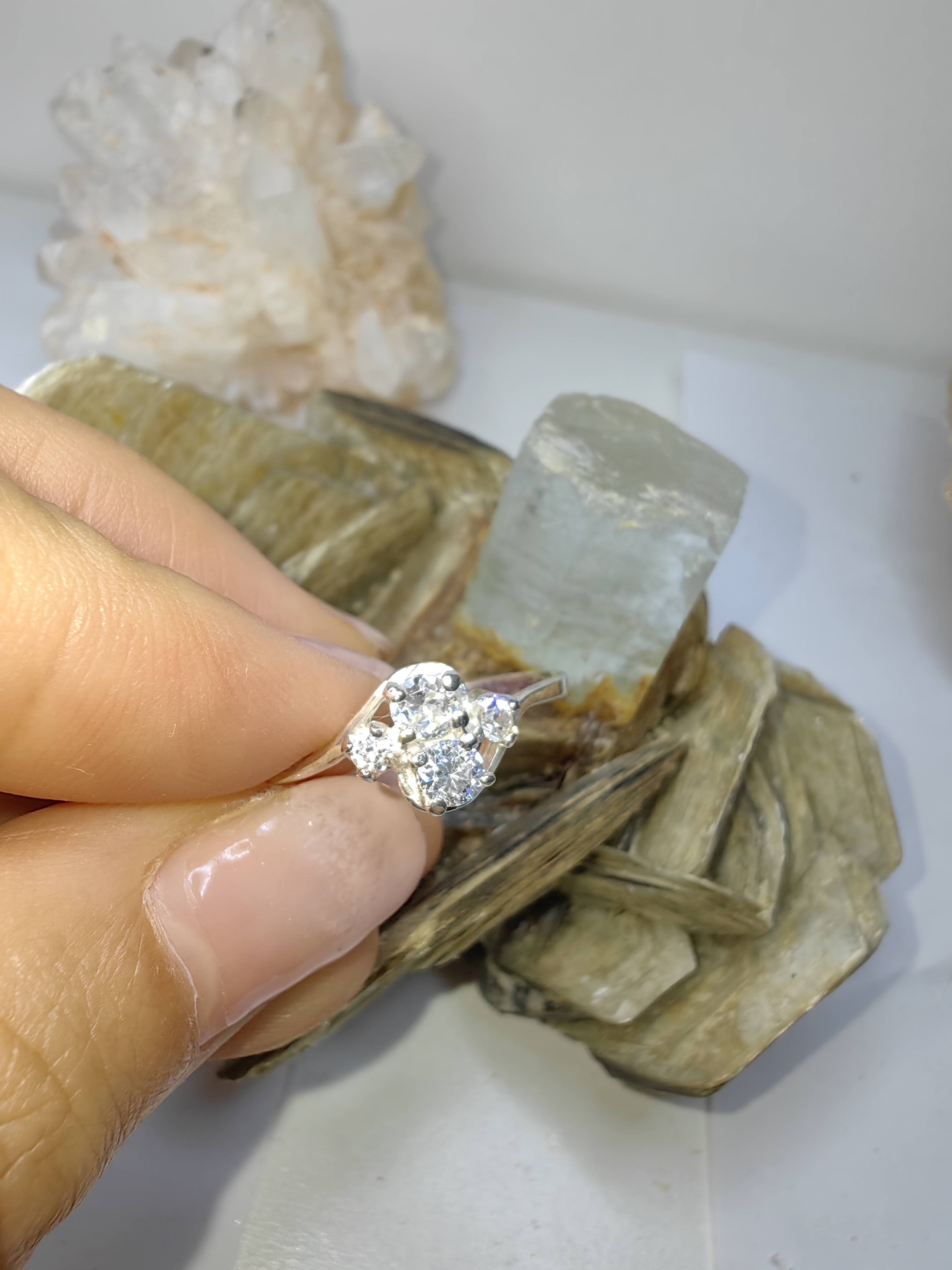 แหวนเพชร CZ เงินแท้ 92.5% Cubic Zirconia 925 Sterling Silver Ring Size 57, 60