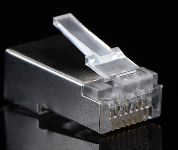 RJ45 แบบครอบเหล็ก หัวแลนเหล็ก อลูมิเนียม CAT5 CAT5E 1 ชิ้น RJ45-H001