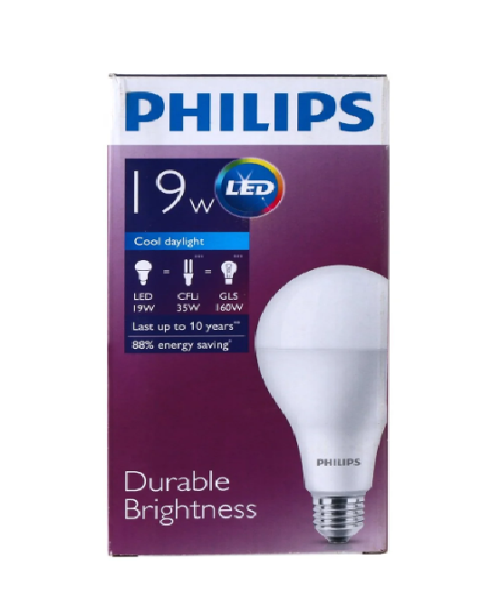 Philips หลอดไฟฟิลิปส์ หลอดLED 19W แสงขาว Brightness Daylight E27 1 หลอด A1