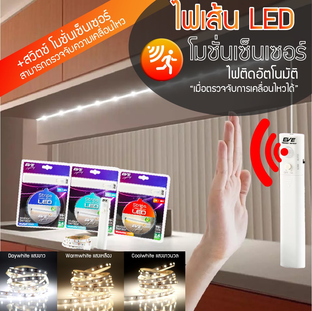 LED Strip, Motion Sensor 2.4w 1m Battery 4xAAA