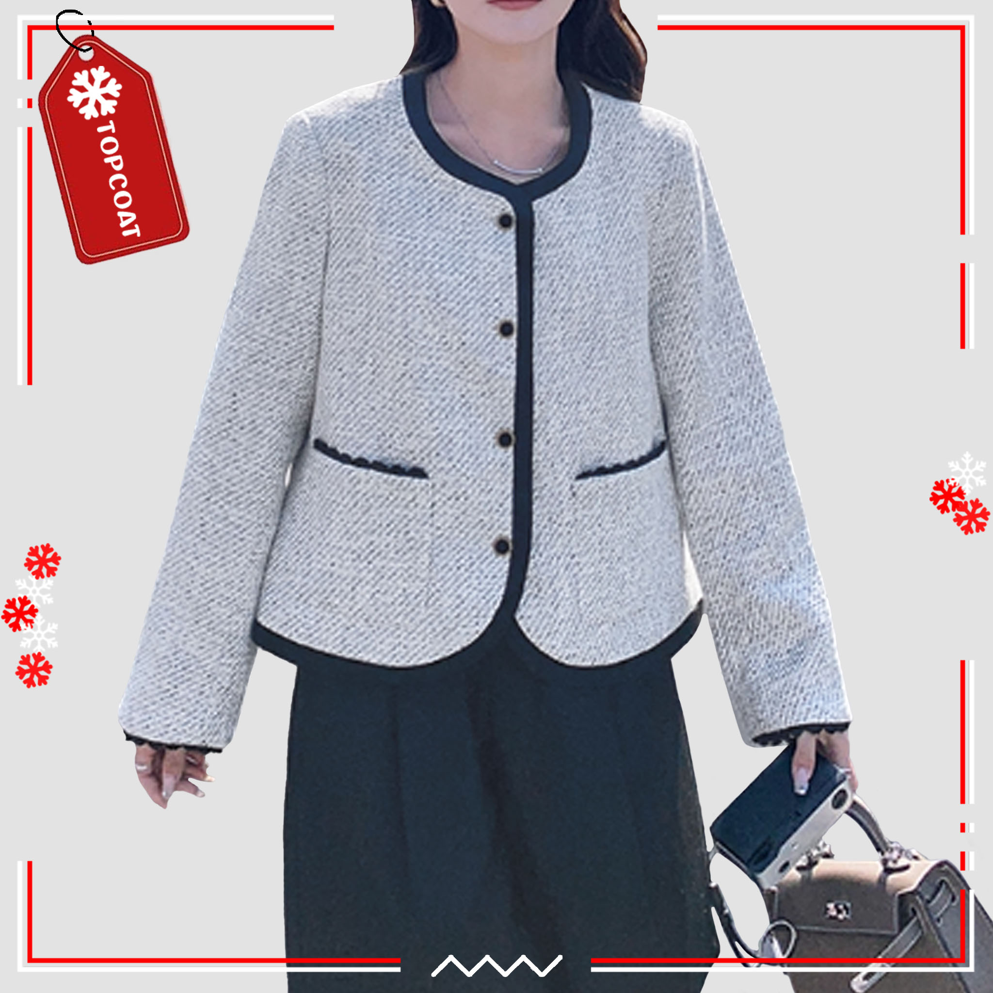 สูทคลุมผ้าทวิตฟรีไซส์สำหรับผู้หญิง ซับในทั้งตัว ใส่ง่ายสะดวกสบาย