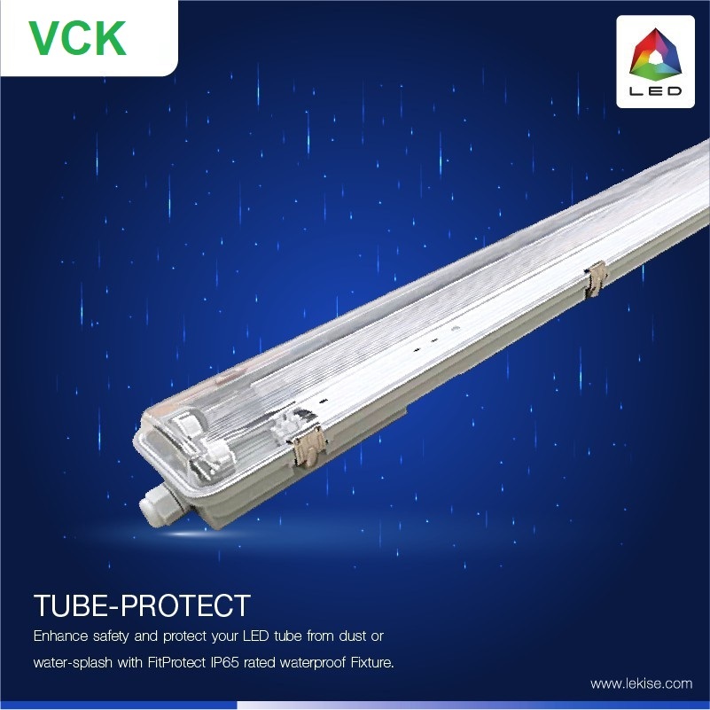 โคมกันน้ำ โคมกันน้ำ กันฝุ่น หลอดนีออนLED หลอด T8 2x18W 2x36 (120cm) VCK เฉพาะโคมไฟ