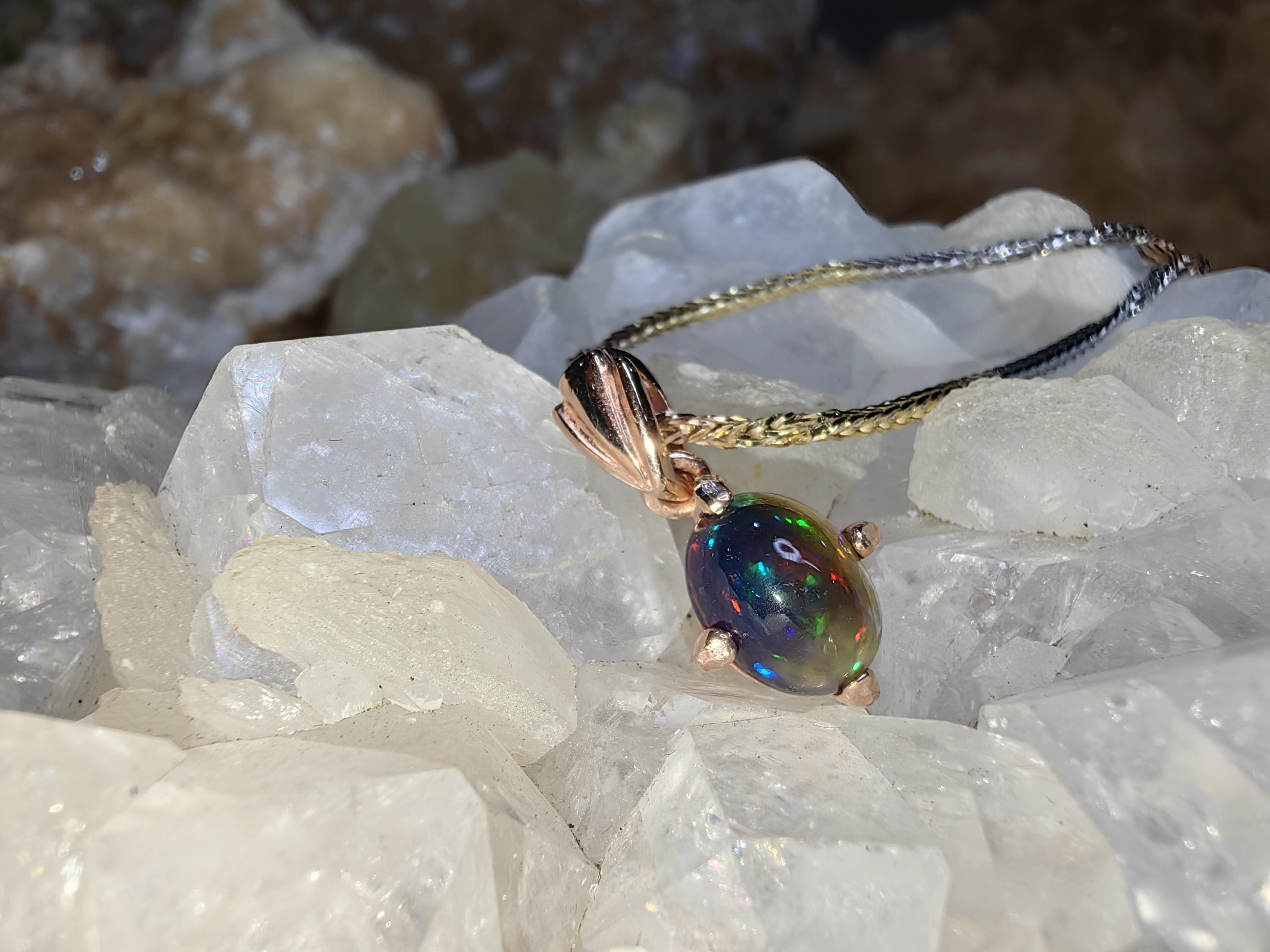 Black Opal Pendent 925 Sterling Silver จี้โอปอดำ เงินแท้ 925