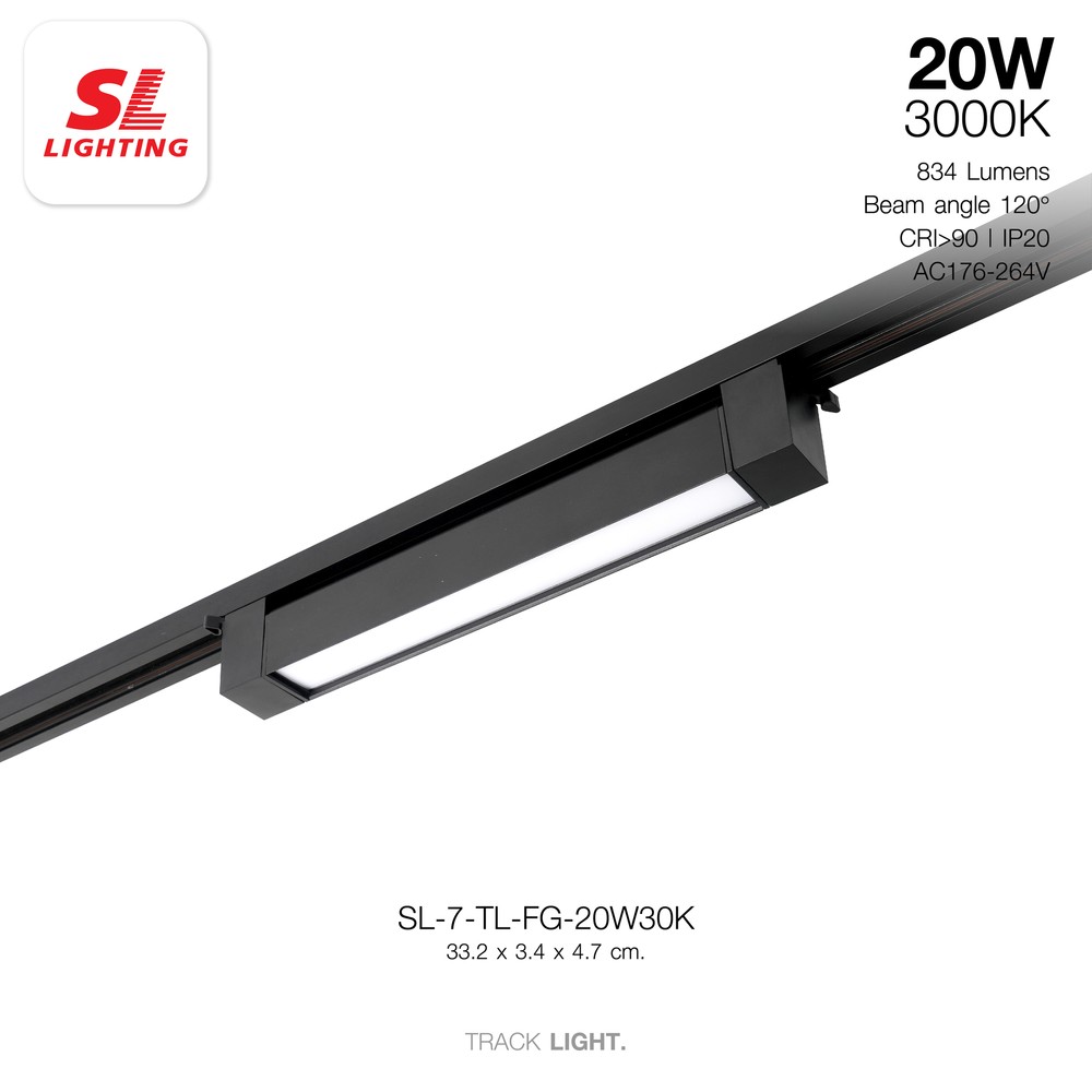 Track Light โคมไฟแทรคไลท์ติดราง LED 20W 3000K/4000K/6000K สี ดำ / ขาว 7-TL-FG-20W30K