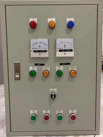 ตู้ควบคุมปั๊มน้ำ 1-3 Hp380vสลับกันทำงานใช้กับลูกลอยไฟฟ้า 24Vac