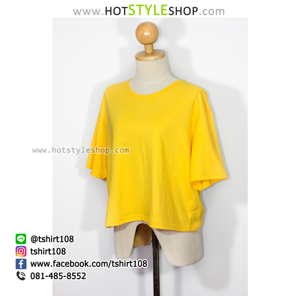 เสื้อยืดโอเวอร์ไซส์ครอปคอกลม