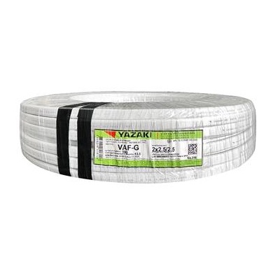 10เมตร สายไฟ ยาซากิ VAF/G 2x2.5/2.5 แบรน์ YAZAKI สายคู่แบนสีขาว3แกน ไทยยาซากิ 3สาย