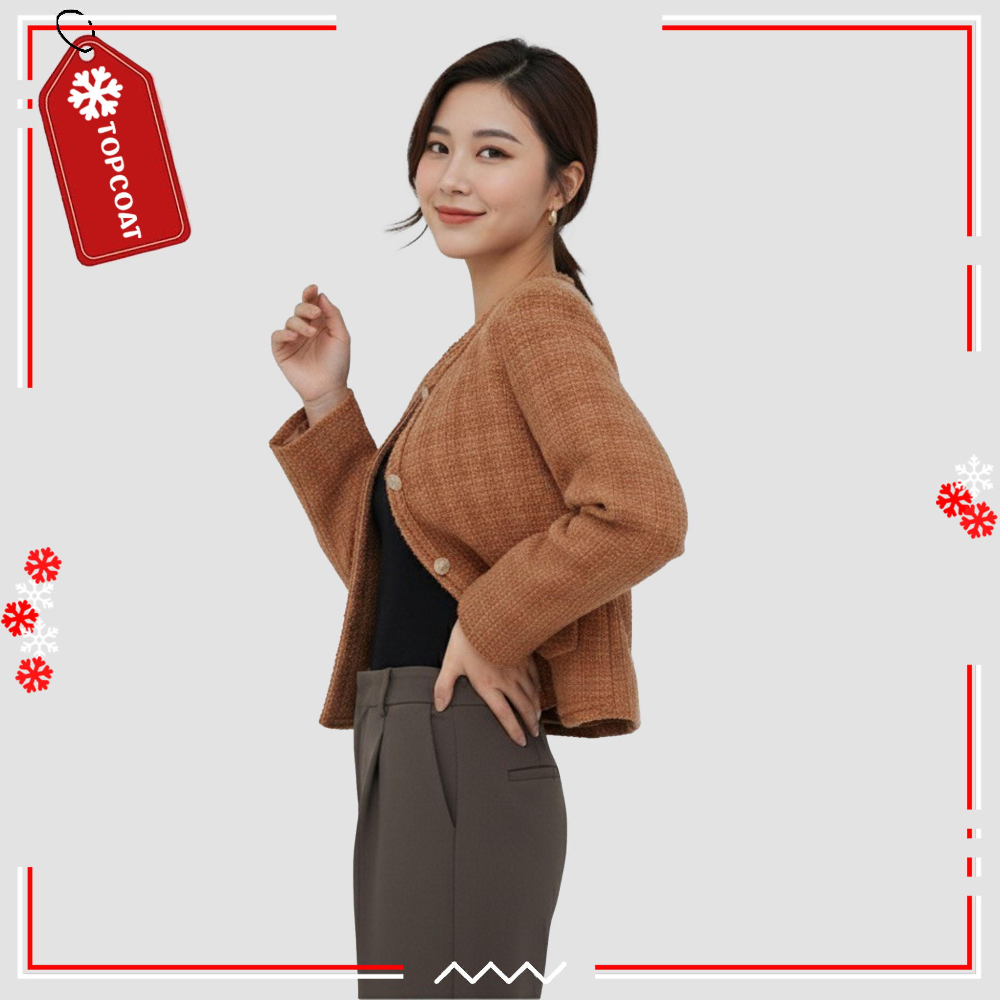 สูทคลุมผ้าทวิตสำหรับผู้หญิงซับในทั้งตัว ผ้ามีน้ำหนัก อยู่ทรง