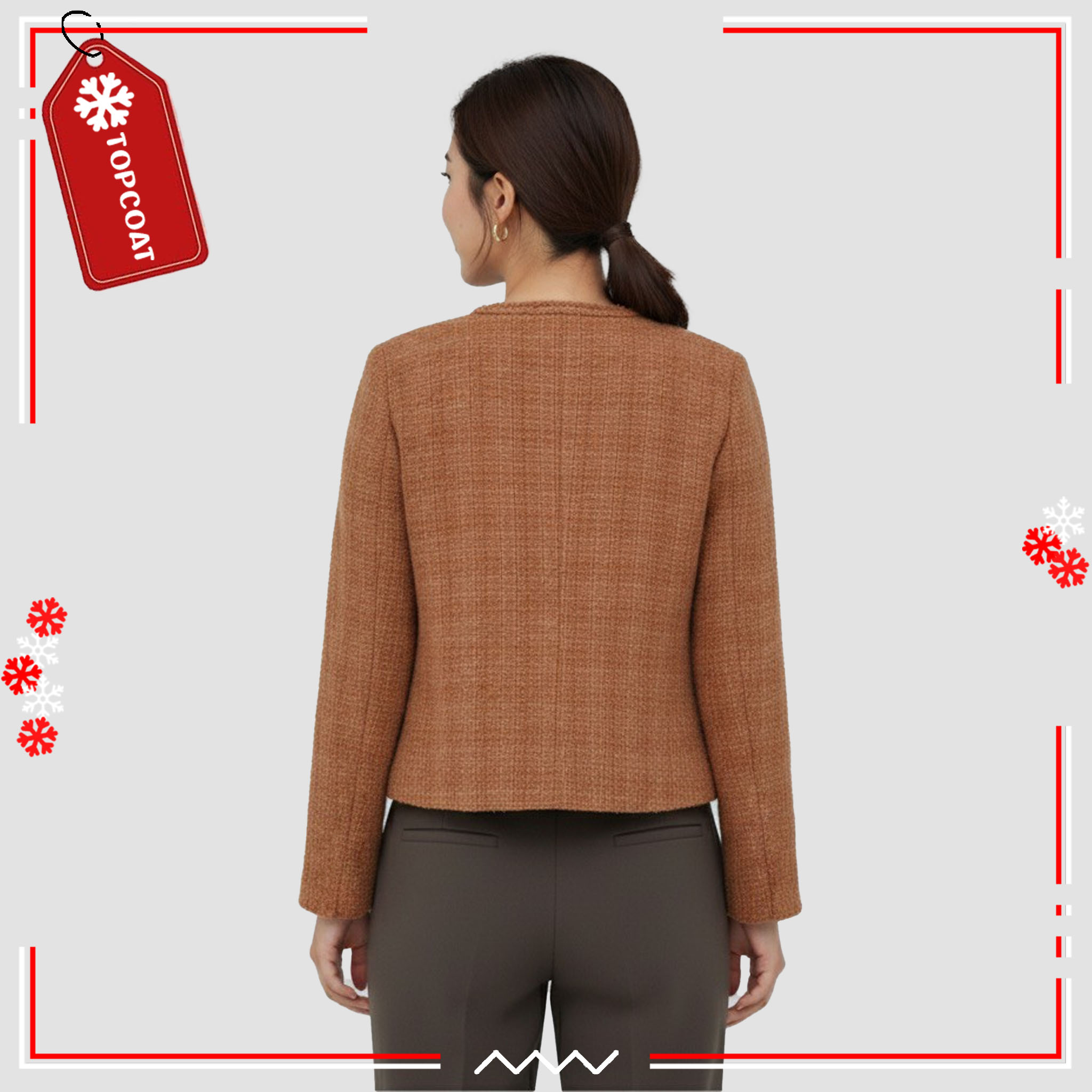 สูทคลุมผ้าทวิตสำหรับผู้หญิงซับในทั้งตัว ผ้ามีน้ำหนัก อยู่ทรง