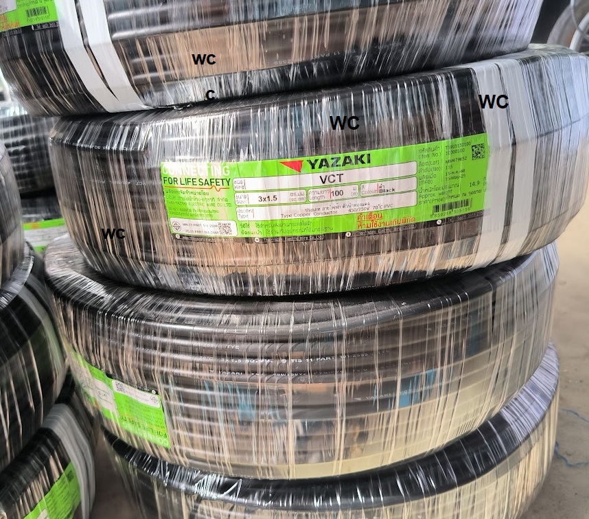 YAZAKI สายไฟกลมดำ VCT 3x1.5 SQMM. สายไฟ 3x1.5 ยี่ห้อยาซากิ ม้วนละ 100 เมตร