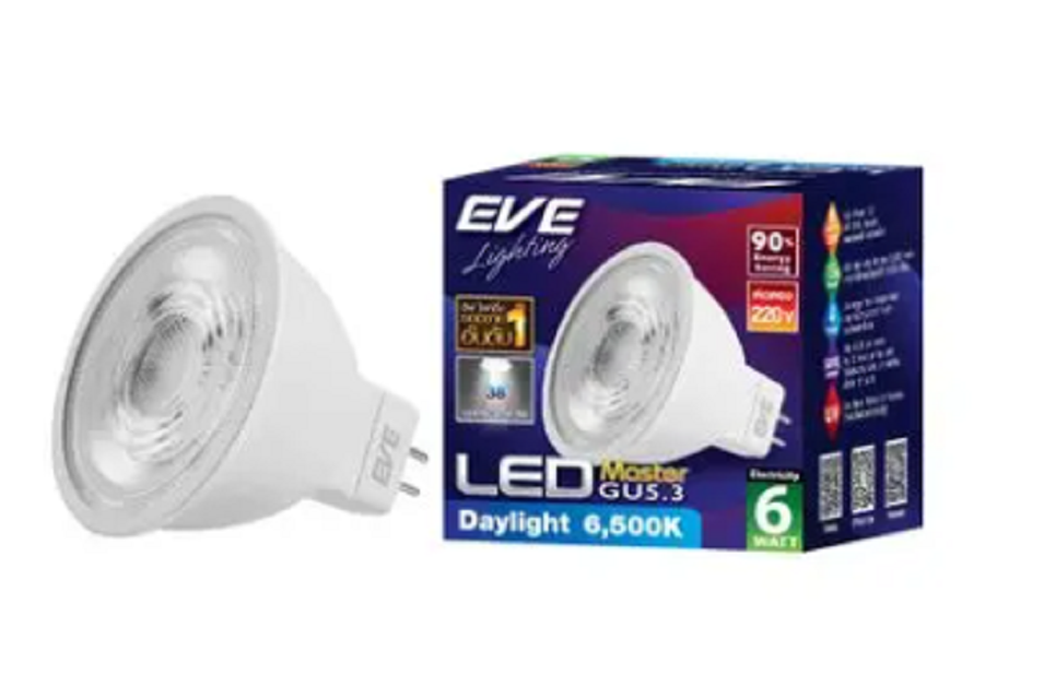 EVE หลอดไฟ ขั้วเสียบ MR16 LED 6 วัตต์ Daylight รุ่น Master 220V GU5.3