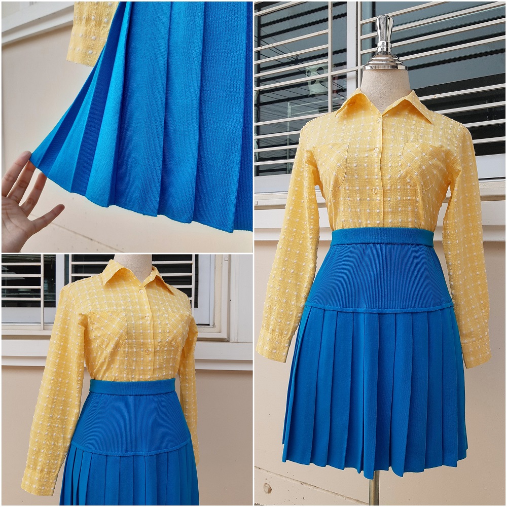 เสื้อเชิ้ตวินเทจสีเหลืองพาสเทล