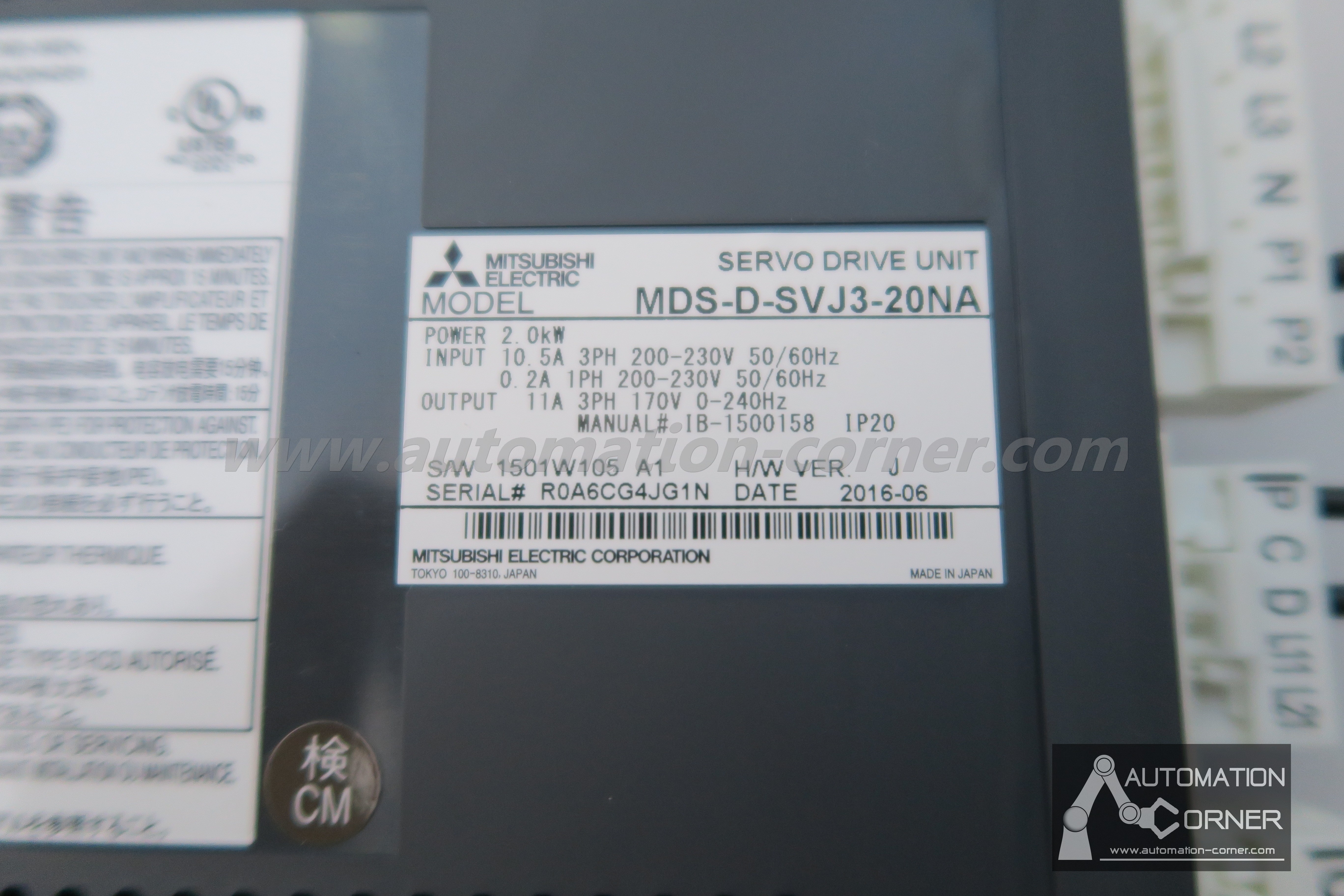Mitsubishi servo drive unit MDS-D-SVJ3-20NA