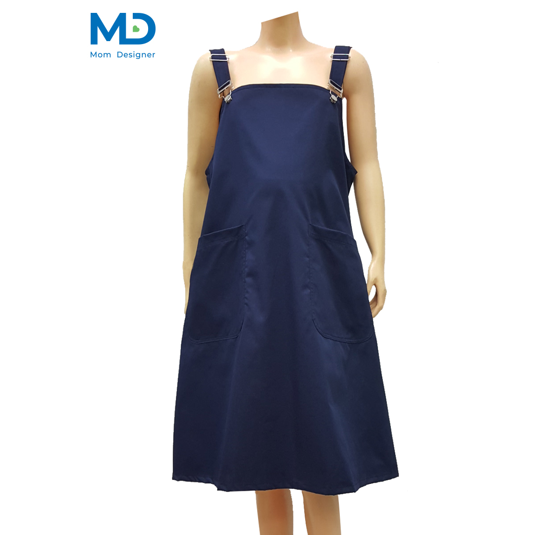 010NV ชุดเอี๊ยมคลุมท้อง แบบขอเกี่ยวสายปรับ สีกรมท่า