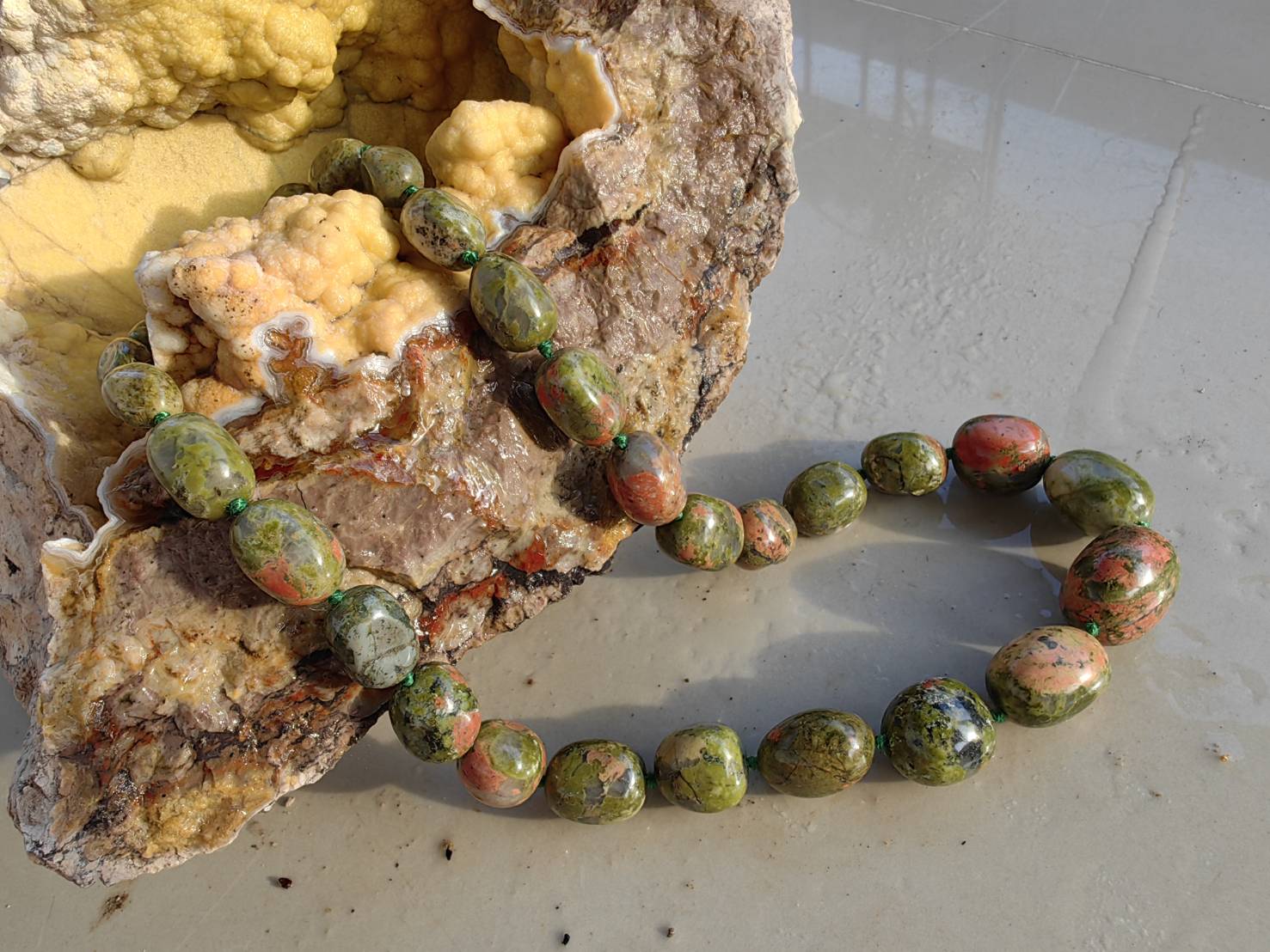 Unakite Necklace สร้อยคอยูนาไคต์ L 51 cm. 634.00 ct.