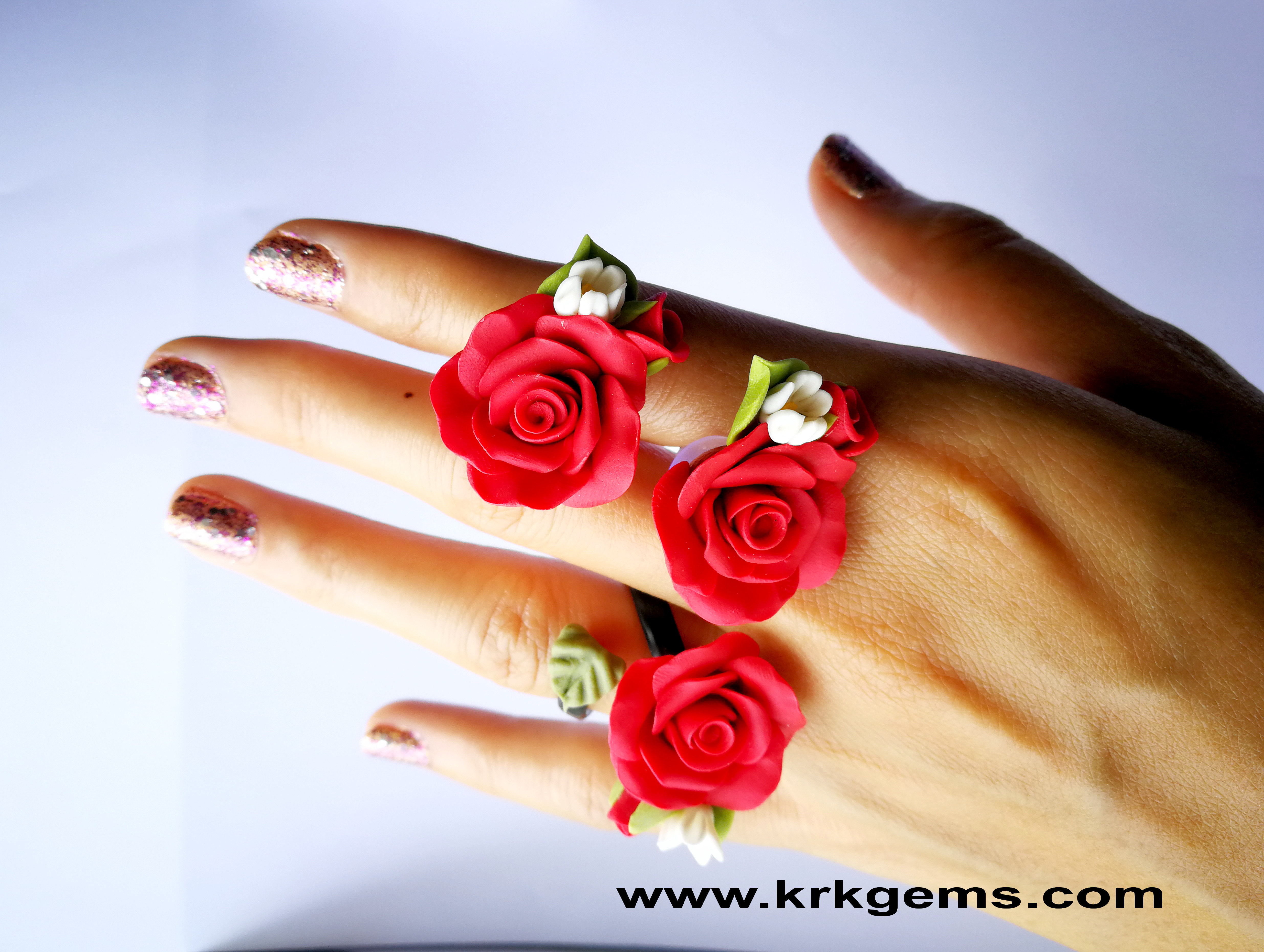 RED ROSE HANDMADE CLAY EARRING