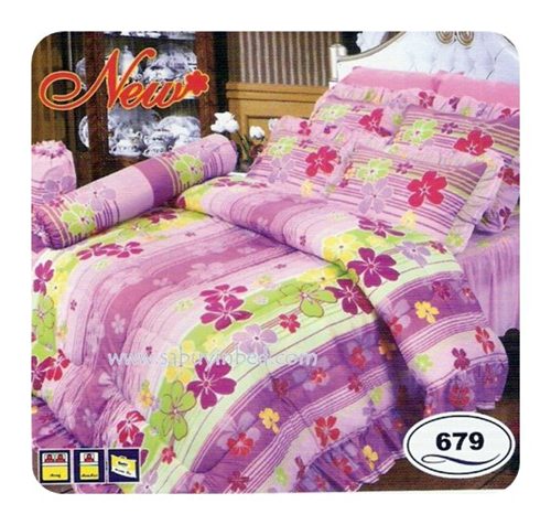 ผ้าปูที่นอน ชุดเครื่องนอน ซาติน ลายคลาสสิค 679 (สีโทนชมพู-ม่วง)