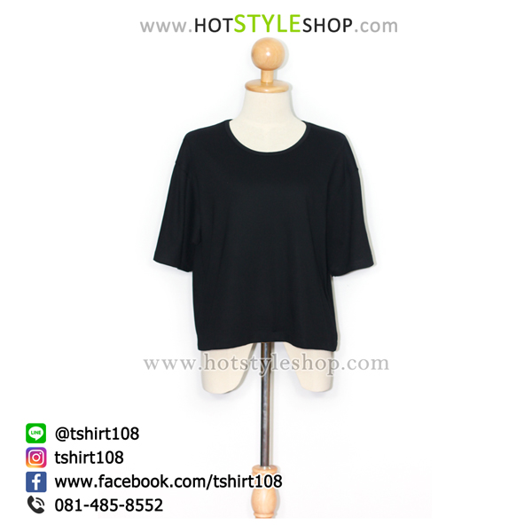เสื้อยืดโอเวอร์ไซส์ครอปคอกลม