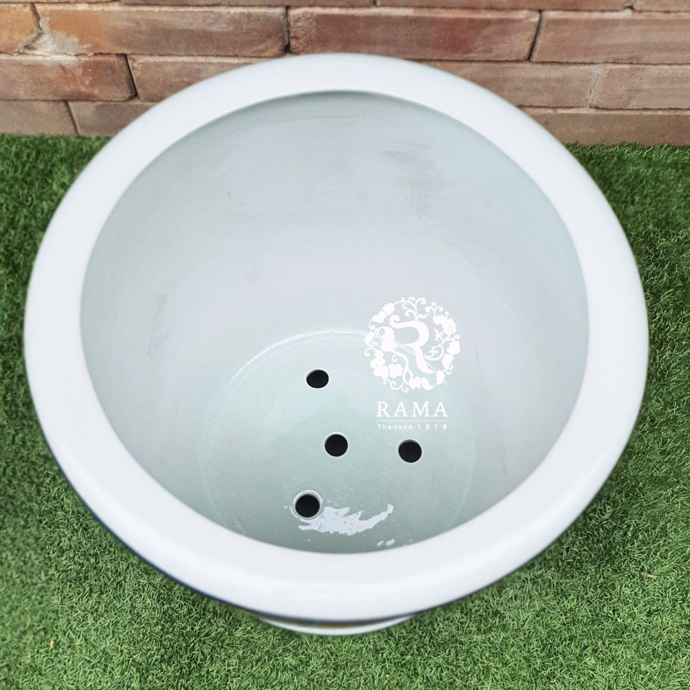 กระถางเซรามิค พร้อมจานรอง P0S ขนาด 22" ลายผักกาด