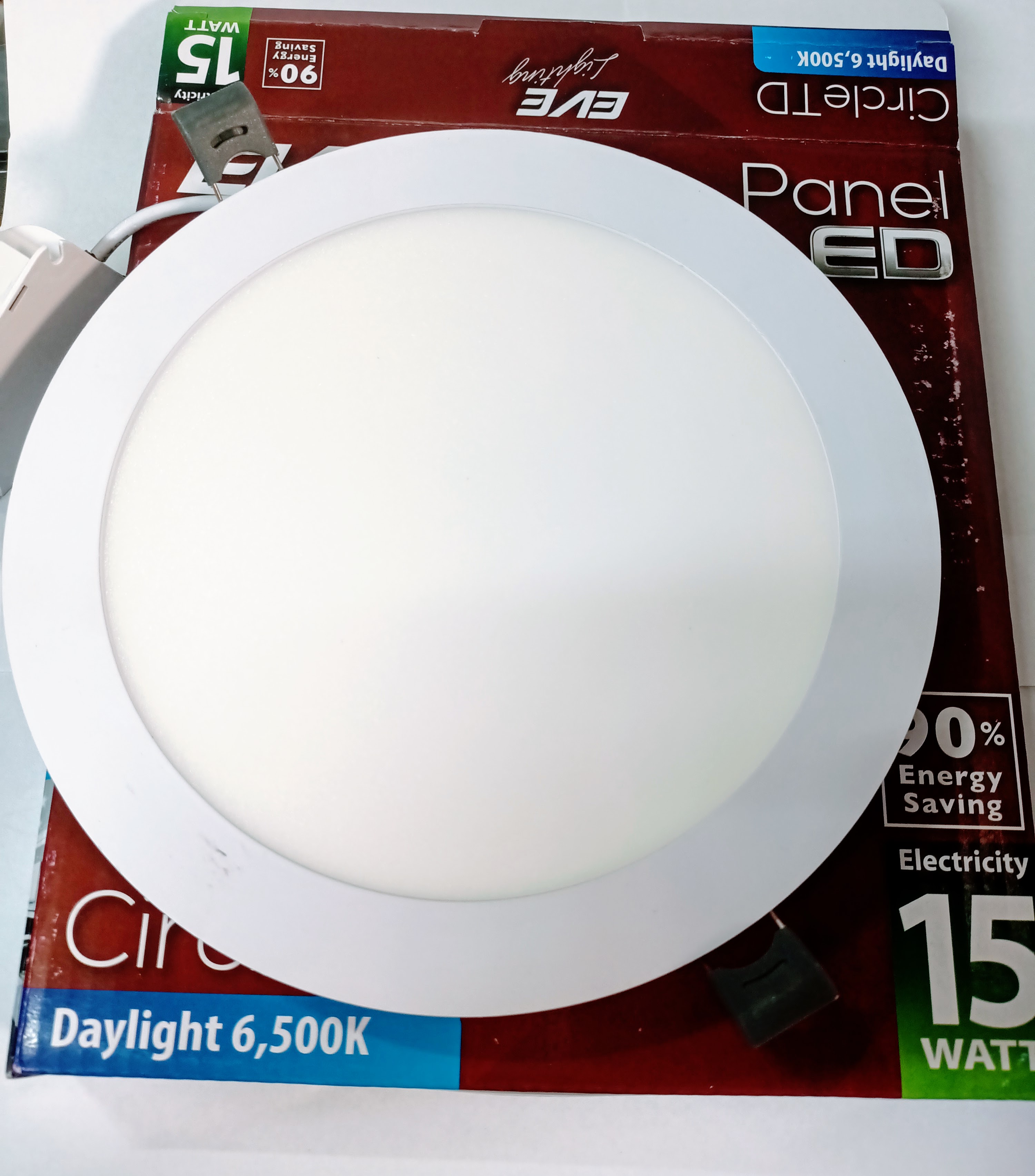 พาแนลแอลอีดีฝั่งฝ้า ดาวไลน์ LED 15W ขนาดหน้าโคม 7นิ้ว รูเจาะ 6นิ้ว ยี่ห้อEVE รุ่นTD โคมไฟ หน้ากลม แสงขาว หรือ แสงส้ม