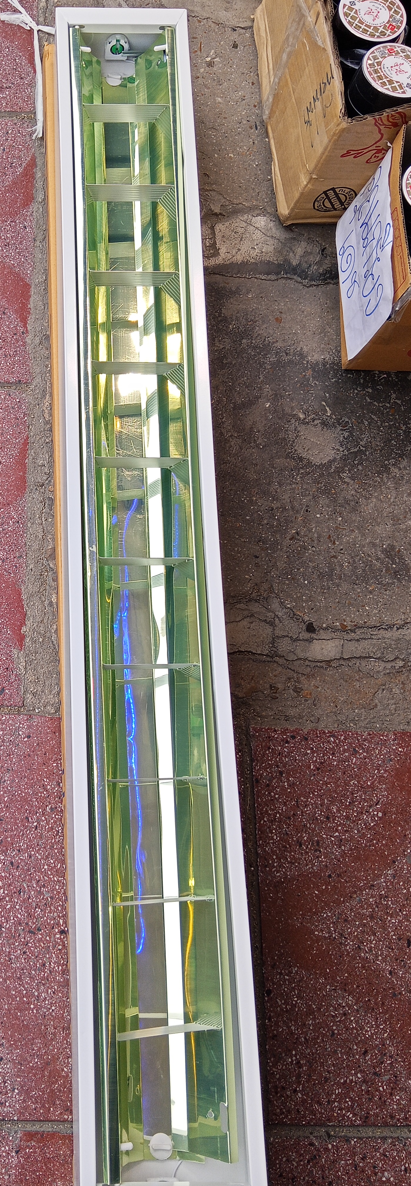 โคมตะแกรง โคมนีออนคู่ ยีแบบฝั่ง แบบลอย 1x36 ขนาด 30x120 cm โคมซี่ตะแกรง