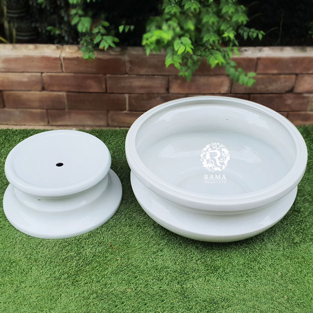 Bacilica 805 อ่างบัวเซรามิคขนาดใหญ่พร้อมฐานรอง สีขาว