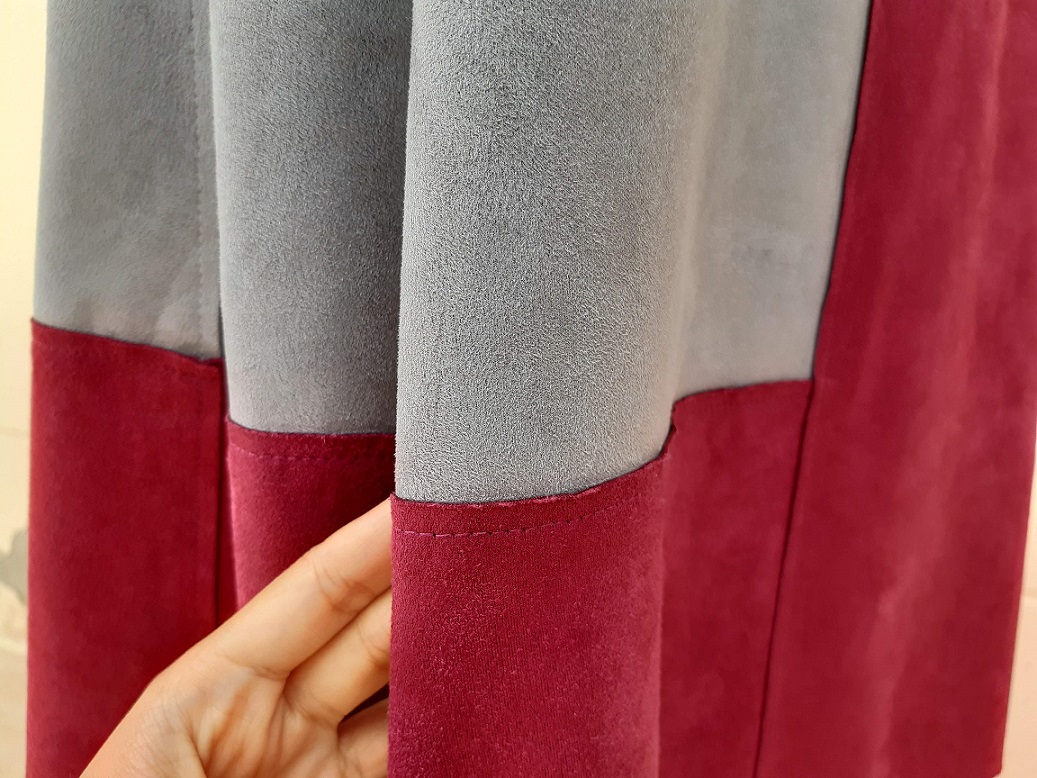 กระโปรงทรงเอผ้าสักหลาดนุ่มๆสีชมพู เทา