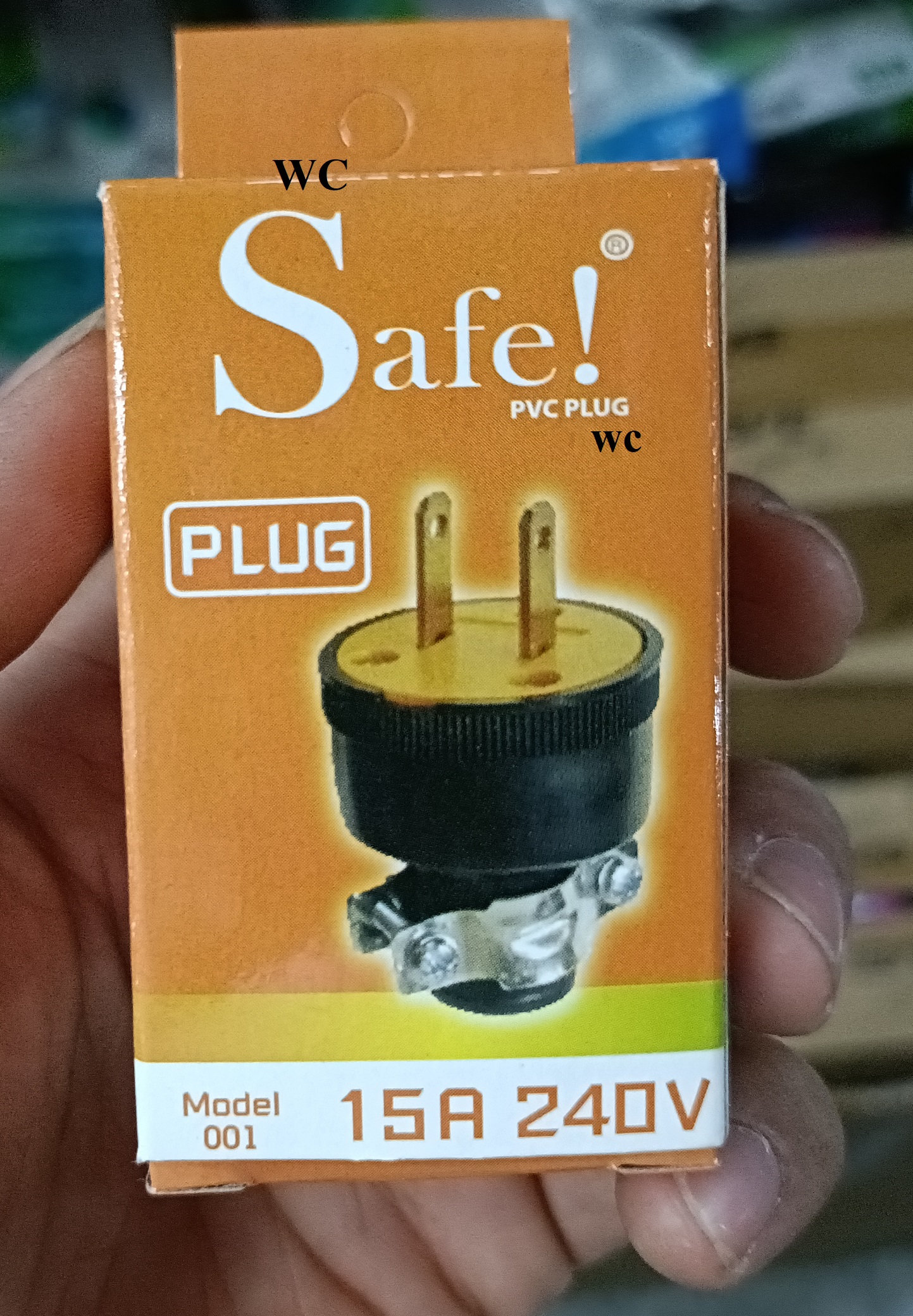 Sale ปลั๊กยาง ตัวผู้ ปลั๊กผู้ 2ขา เหลือง - ดำ พร้อมแคล้มรัดสาย ขาเสียบผลิตจากทองเหลืองแท้ 16A- 125V -250V SAFE SALE รุ่น001