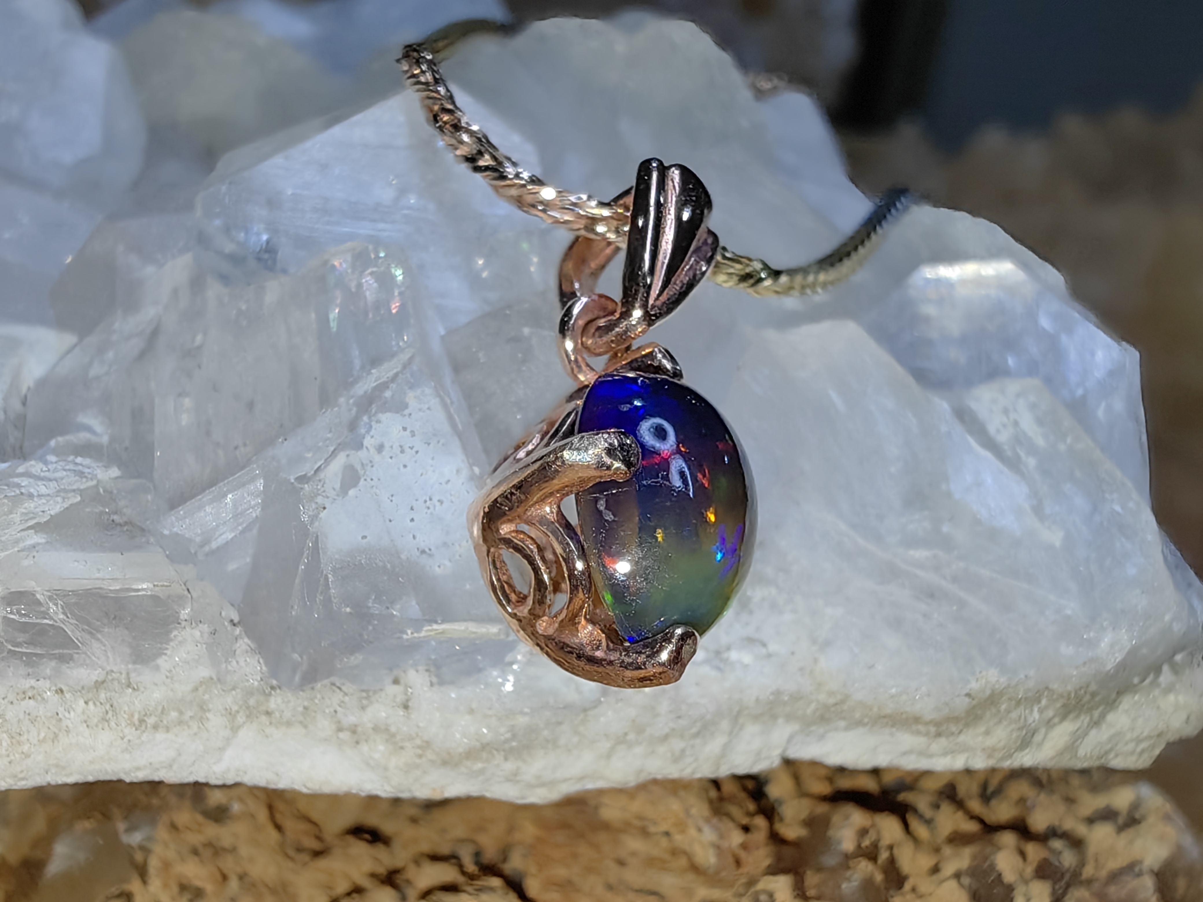 Black Opal Pendent 925 Sterling Silver จี้โอปอดำ เงินแท้ 925