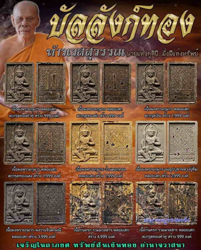 ท้าวเวสสุวรรณ หลวงพ่อสิน ภทฺทาจาโร วัดละหารใหญ่ จ.ระยอง รุ่นบัลลังก์ทอง พระเครื่องแท้ เนื้อผงพรายกุมาร ผสมว่านดอกทอง ฝังพลอยเสก ปี2562 ประกัน ศุขพระ Sukpra