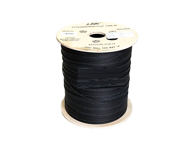 สายไฟเบอร์ออฟติก Single Mode 2 Core ความยาว 1000เมตร ยี่ห้อ Link รุ่น UFH9522 Single Mode (9/125um) มีสลิง