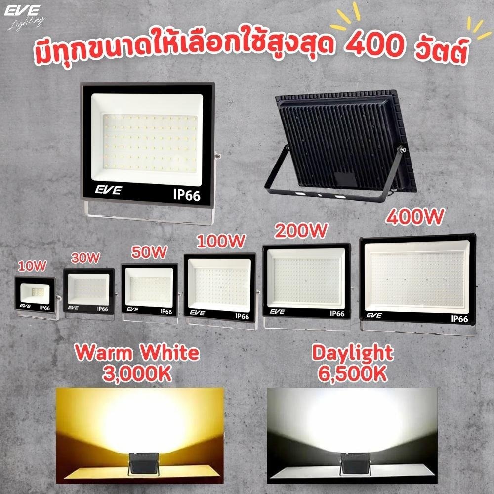 Eve โคมไฟสปอร์ตไลท์ LED รุ่น Best ขนาด 200W แสงขาว แสงส้ม แสงเดย์ไลท์และวอร์มไวท์ มาตรฐาน IP66 กันน้ำกันฝุ่น LED Floodlight Best