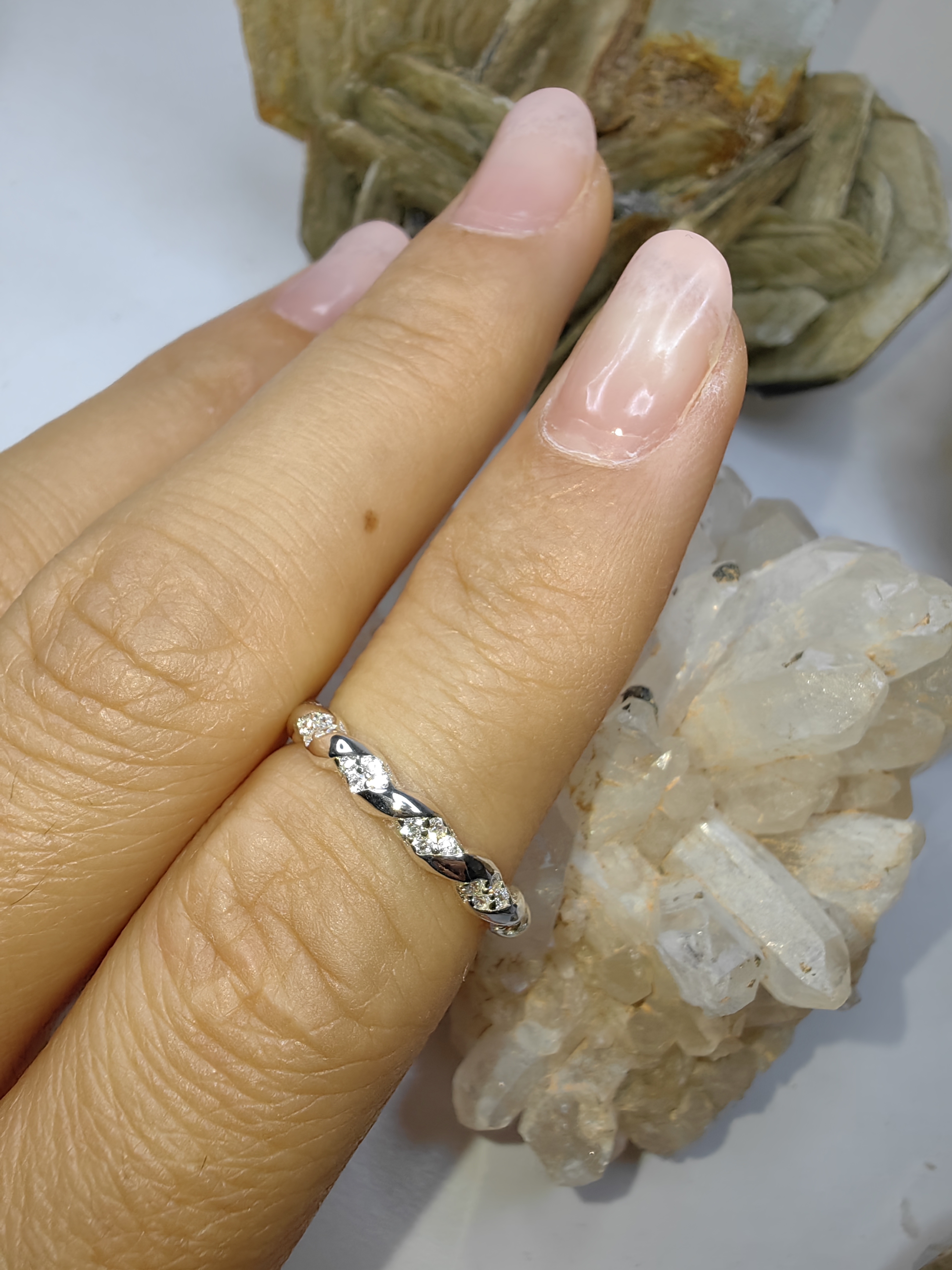 แหวนเพชร CZ เงินแท้ 92.5% Cubic Zirconia 925 Sterling Silver Ring Size 49