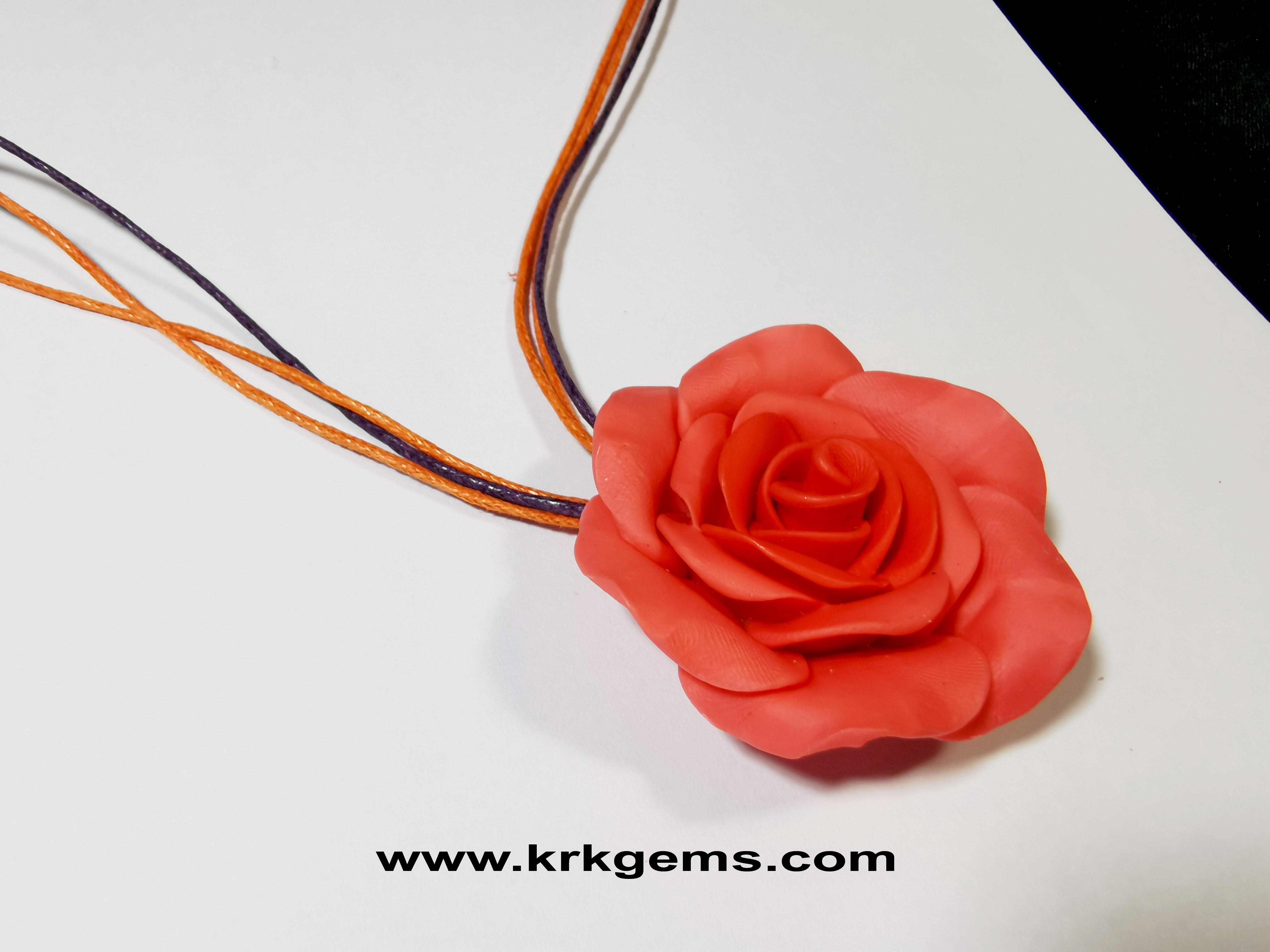 ORANGE ROSE HANDMADE CLAY NECKLACE