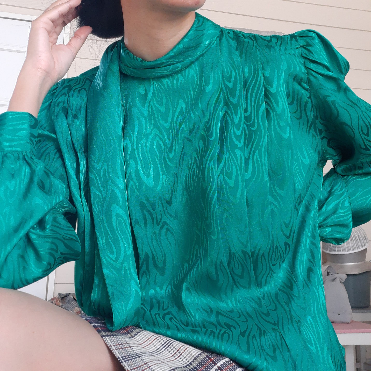 เสื้อคอเต่าวินเทจสีเขียว