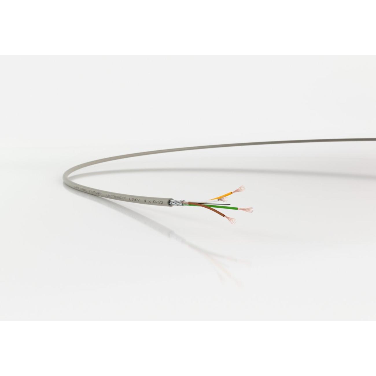 สายไฟ LiYCY 4x0.25 CY LIYCY (มีชีลด์) 100เมตร ขนาด 4x0.25 Low-frequency data cable; 4X0.25; Core colour code: DIN 47100; PVC; Shielded; Flexible