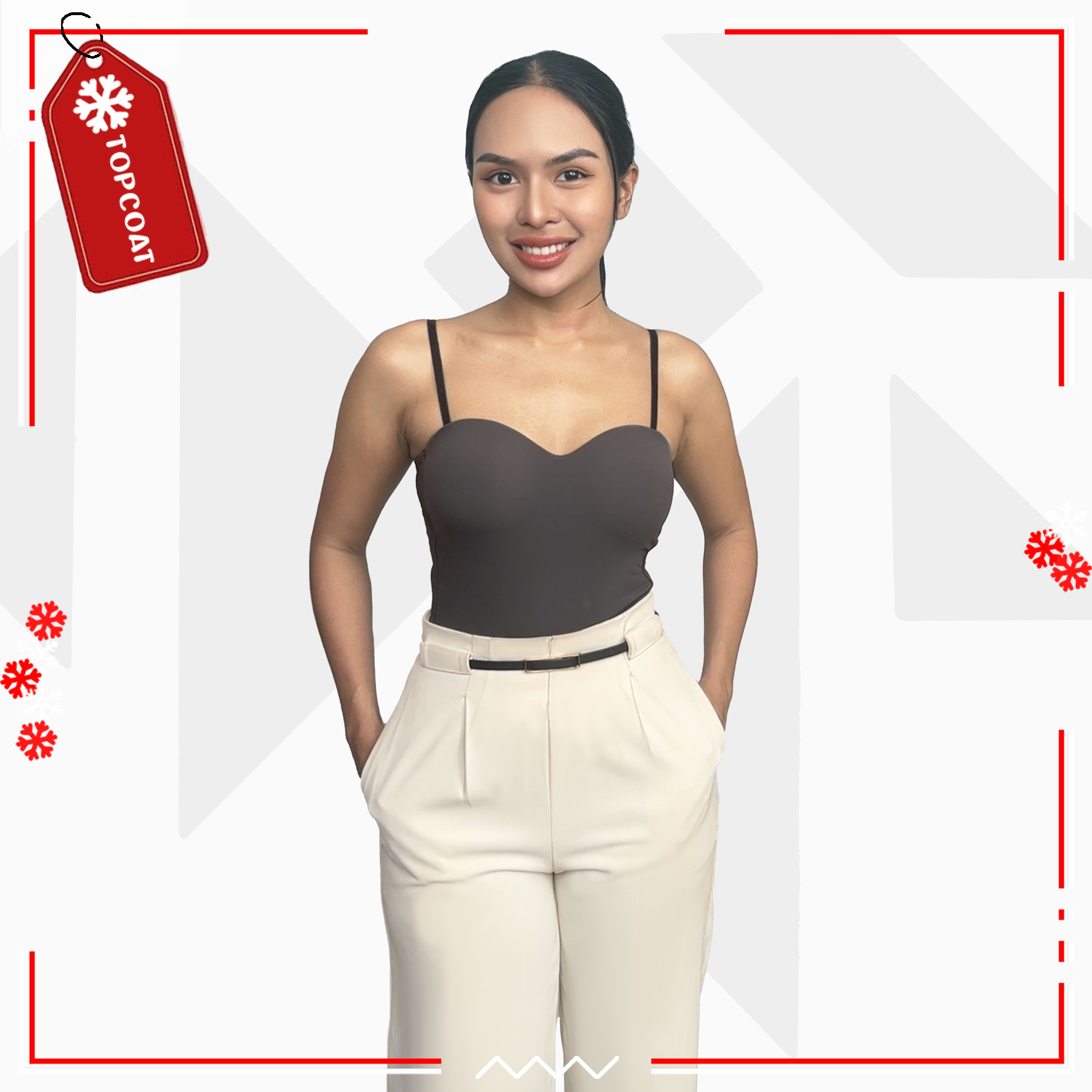 เสื้อกล้ามเกาะอกสายเดี่ยว ผ้านิ่ม ยืดหยุ่นสูง มีแผ่นรองหน้าอก