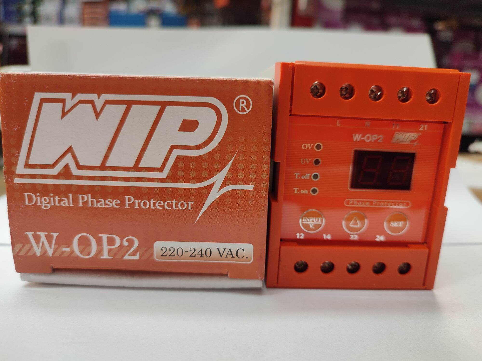 WIP เฟสโปรเทคชั่น W-OP2 รีเลย์ 1Phase 220Vac ยี่ห้อ WIP ตรวจสอบและป้องกัน Under Voltage/Over Voltage 1 ตัว