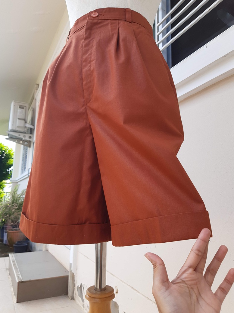 กางเกงคูลอตวินเทจ สีส้มชาเย็น พับขา (Vintage Shorts)