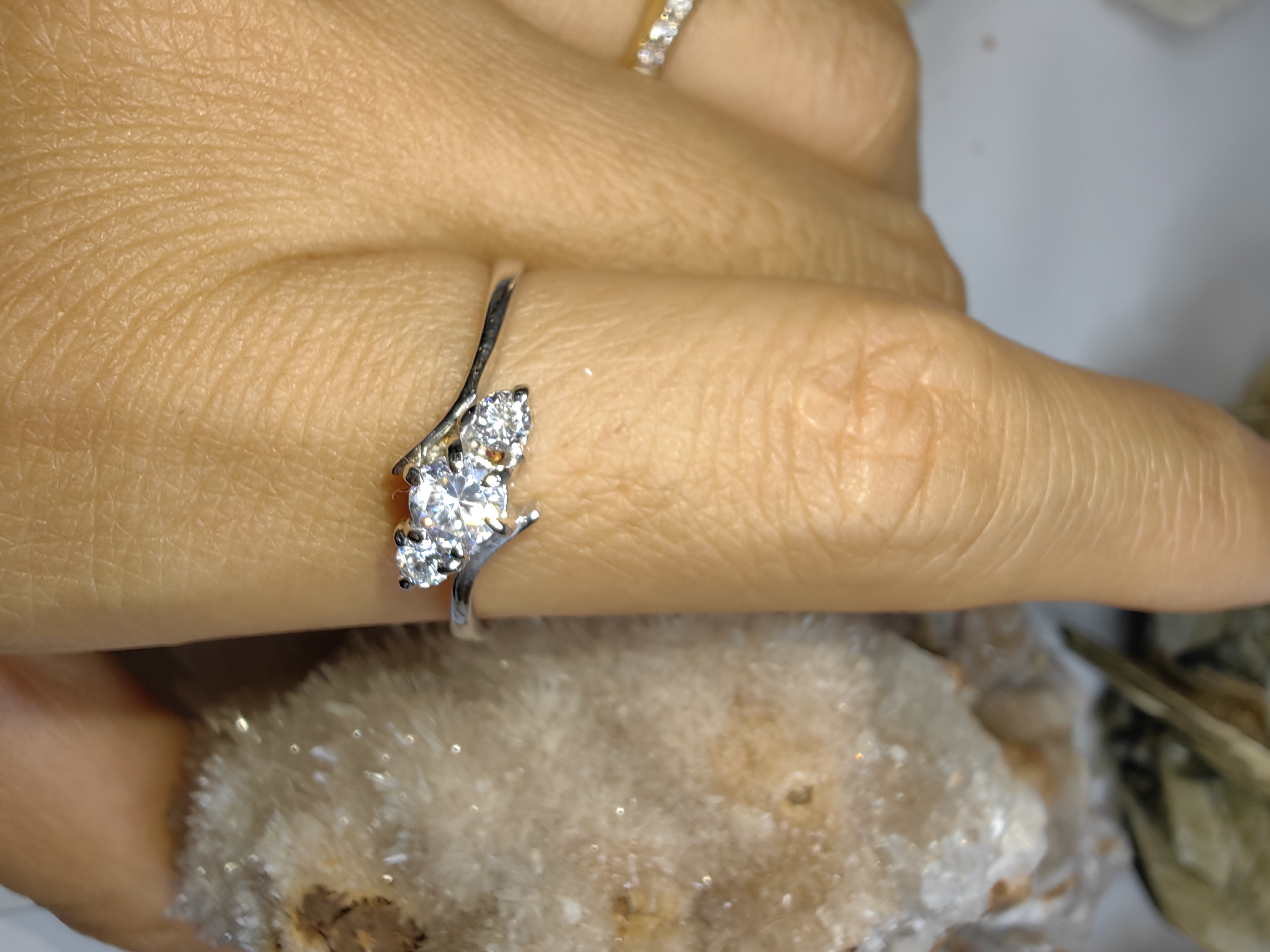 แหวนเพชร CZ เงินแท้ 92.5% Cubic Zirconia 925 Sterling Silver Ring Size 57