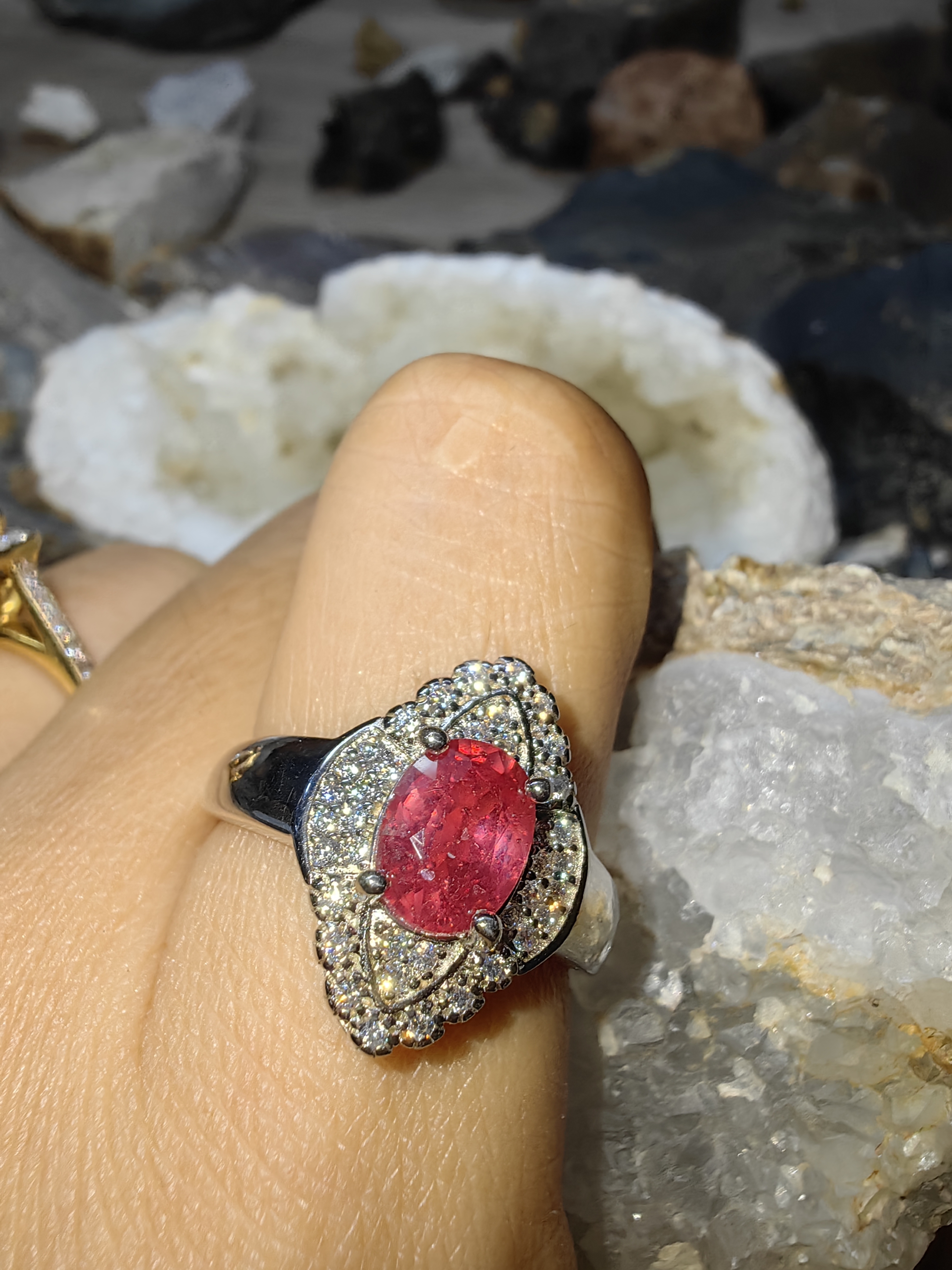 Ruby Cubic Zirconia 92.5% Silver Ring แหวนทับทิม เงิน 92.5%